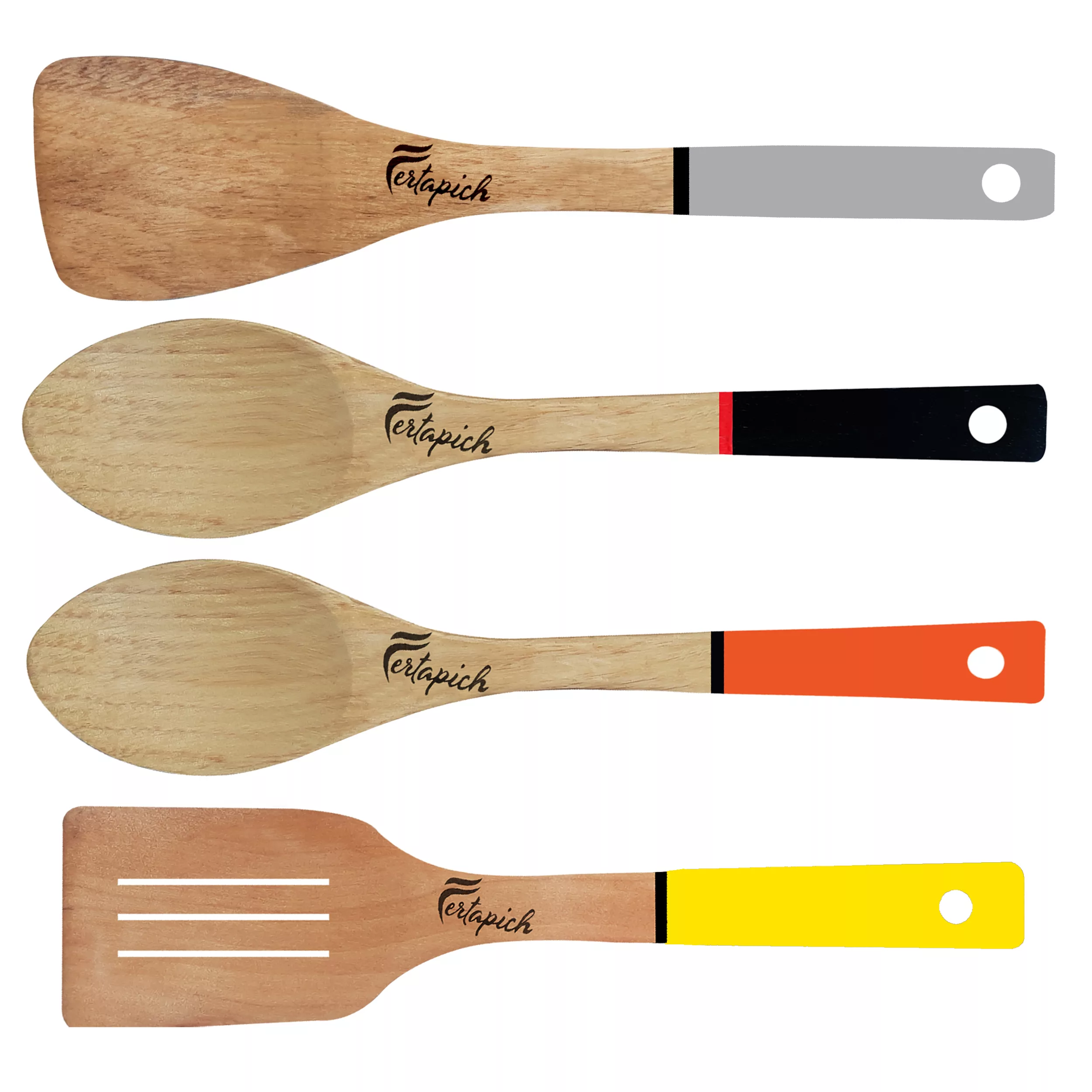 سرویس کفگیر و ملاقه 4 پارچه فرتاپیچ مدل چوبی کد 064