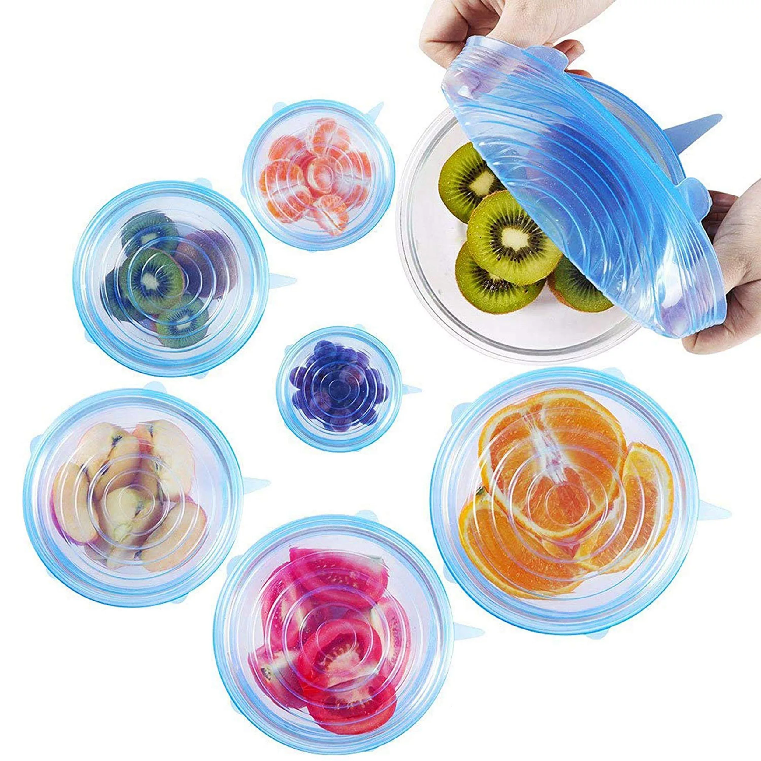 درپوش ظرف مدل سیلیکونی مجموعه 6 عددی