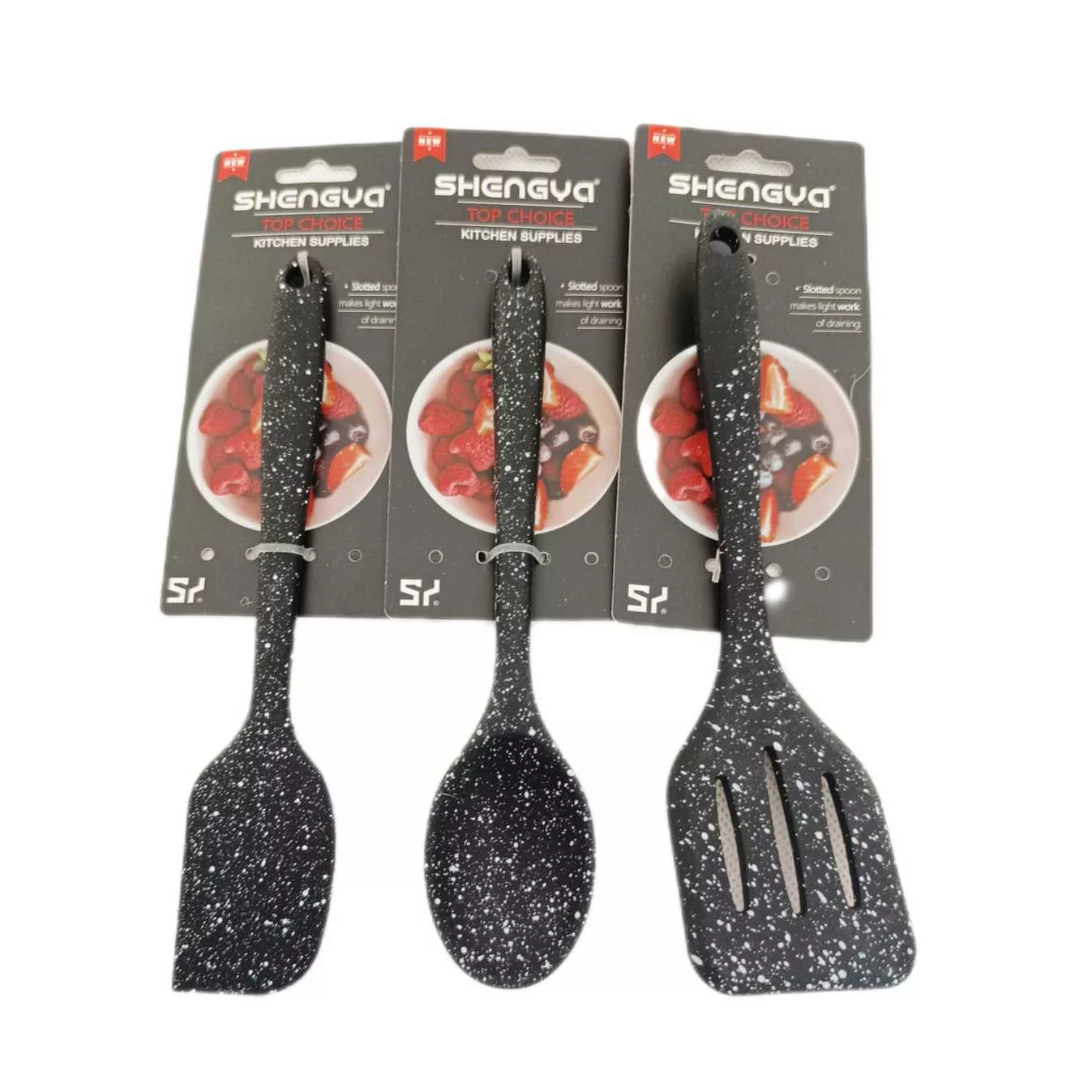 سرویس کفگیر 3 پارچه شنگیا مدل سیلیکونی کهکشانی طرح مینیاتوری