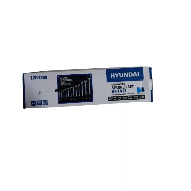 آچار یک سر تخت و یک سر رینگ هیوندای مدل HT-1412 مجموعه 8 عددی