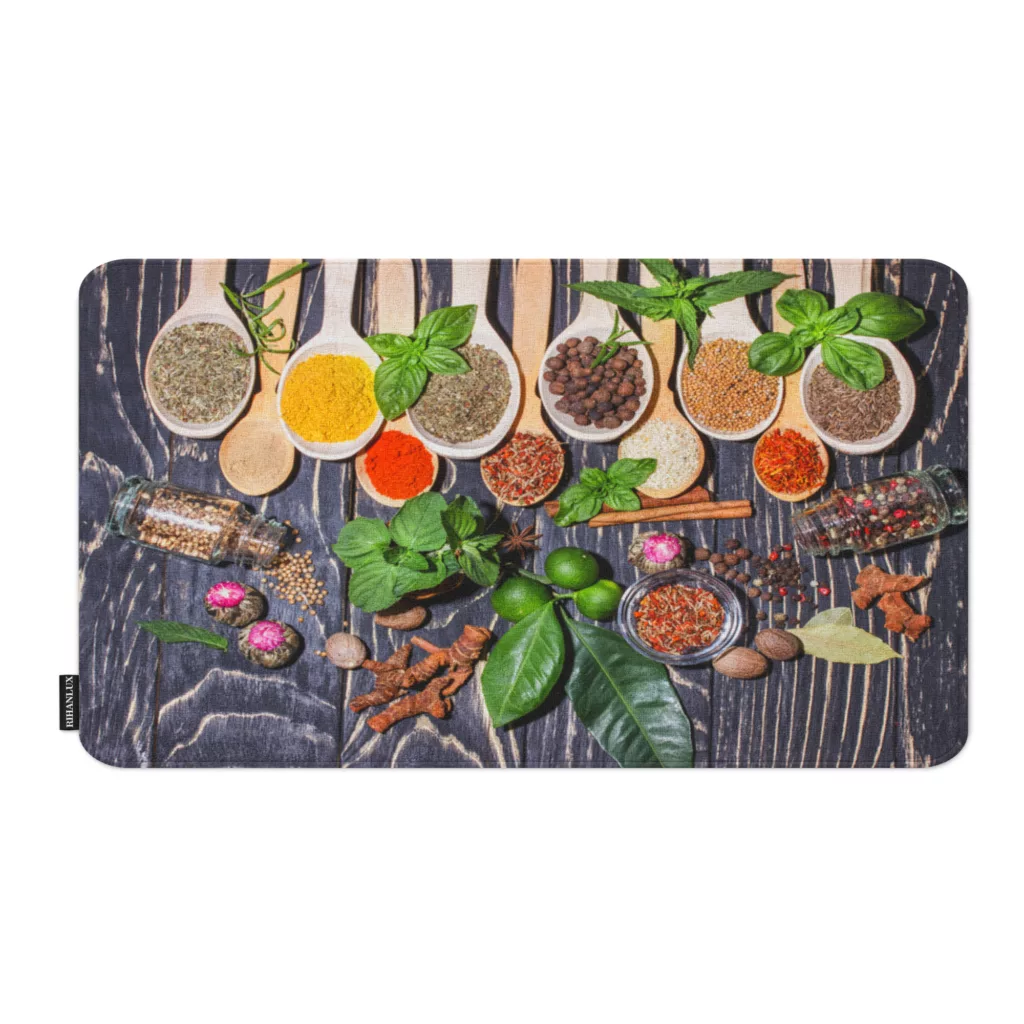 پادری ریحانلوکس مدل مستطیل طرح ادویه جات کد PADARI-A15 سایز 70×50 سانتی‌متر مناسب برای فضای داخلی