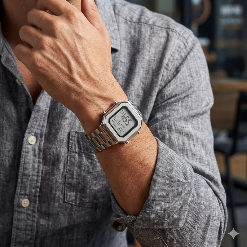 ساعت مچی دیجیتال مردانه مدل اسپرت بند استیل کرنوگراف ضد آب استخری کد ۲