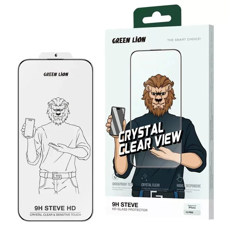 محافظ صفحه نمایش گرین لاین مدل 9H steve مناسب برای گوشی موبایل اپل iPhone 15 Pro