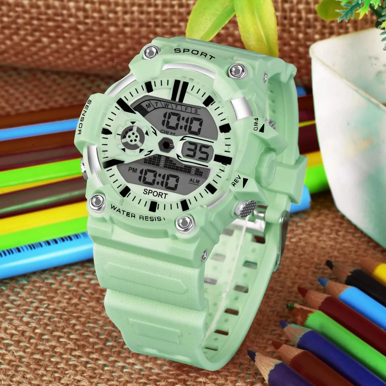 ساعت مچی دیجیتال مدل تک زمانه بند پیو کرنومتر دار کد a۲