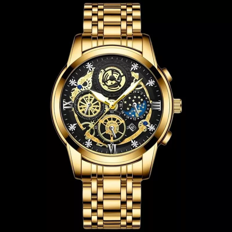 ساعت مچی عقربه‌ای کوارتز مردانه مدل طرح‌دار تک موتور کد 001