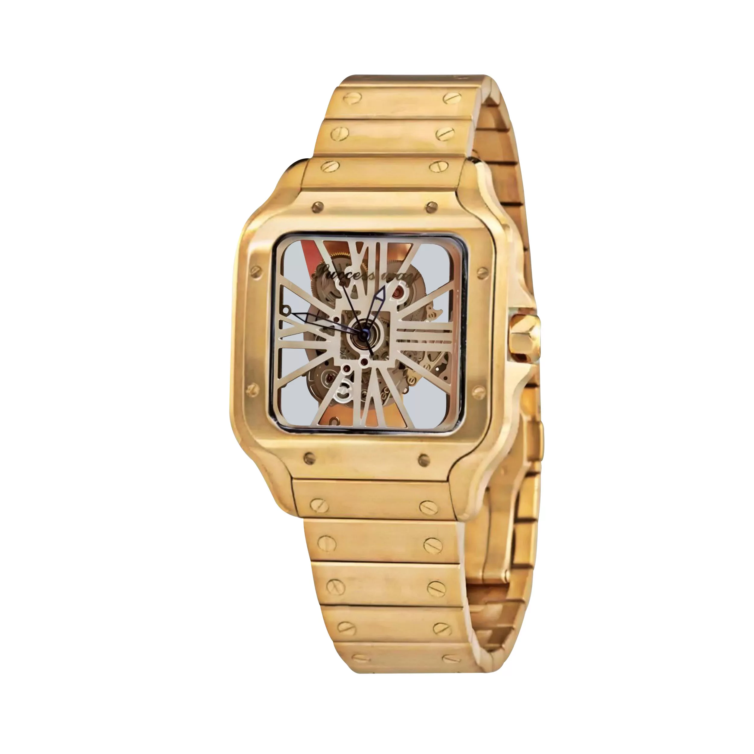 ساعت مچی عقربه‌ای کوارتز مردانه مدل پشت شیشه ای موتور نمایان کد 004