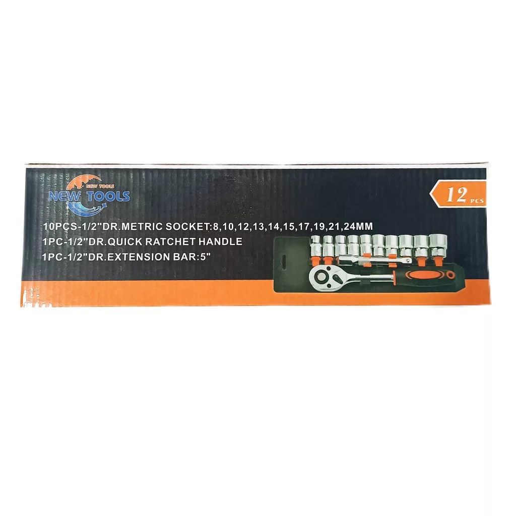 آچار و سری بکس نیو تولز مدل 12pcs درایو 1/2 بسته 12 عددی