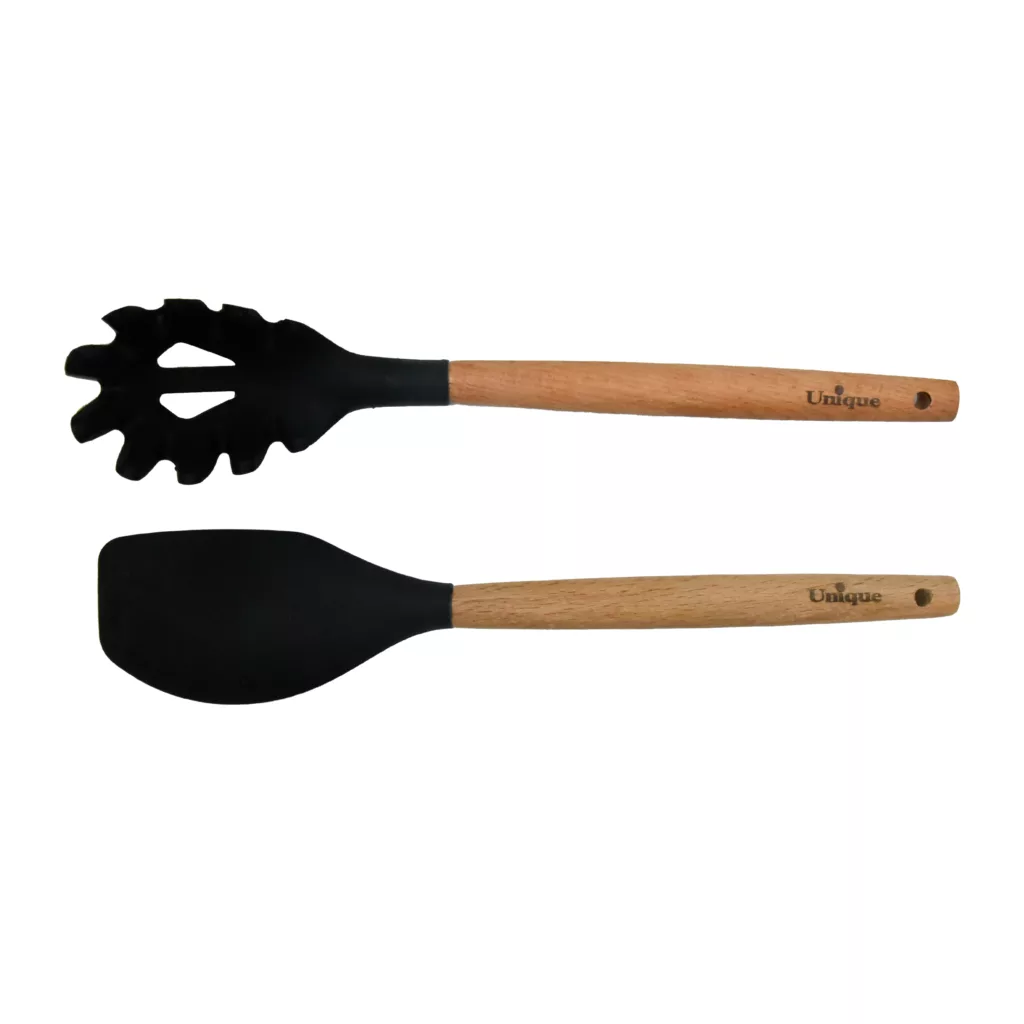 سرویس کفگیر و ملاقه 10 پارچه یونیک مدل دسته چوب M کد 1175