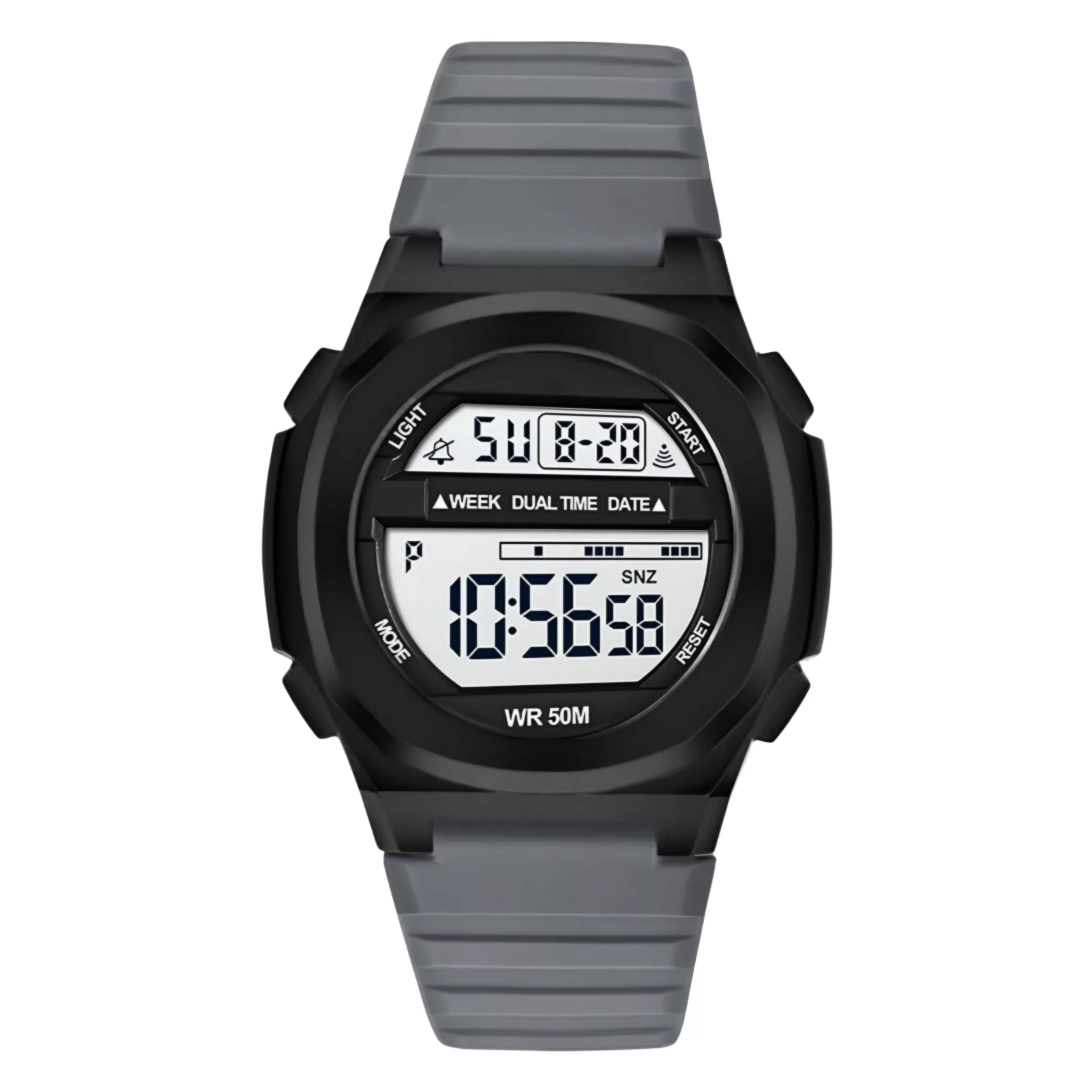 ساعت مچی دیجیتال مدل کوارتز تک زمانه کرنومتر دار بند پیو ضد آب کد ۱.۲