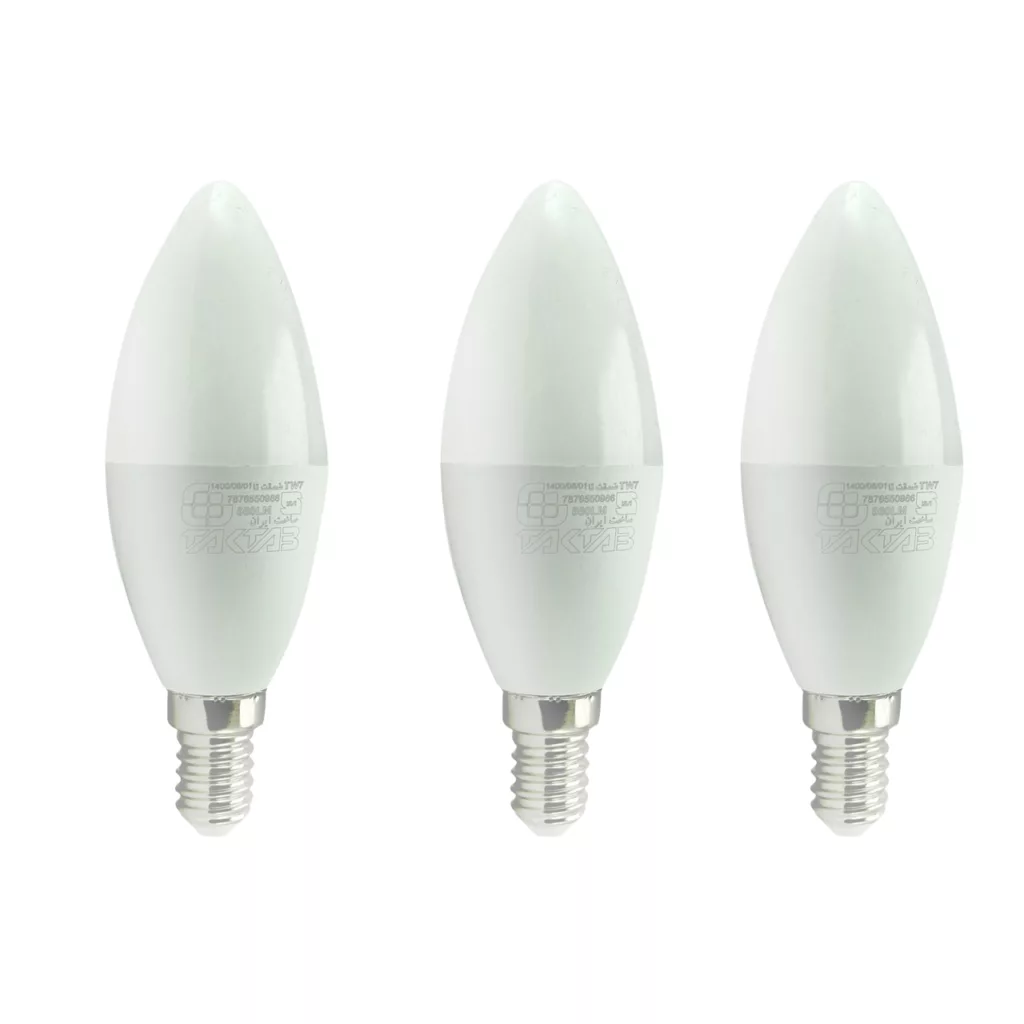 لامپ ال ای دی 7 وات تک تاب مدل TW7 پایه E14 (بسته سه عددی)