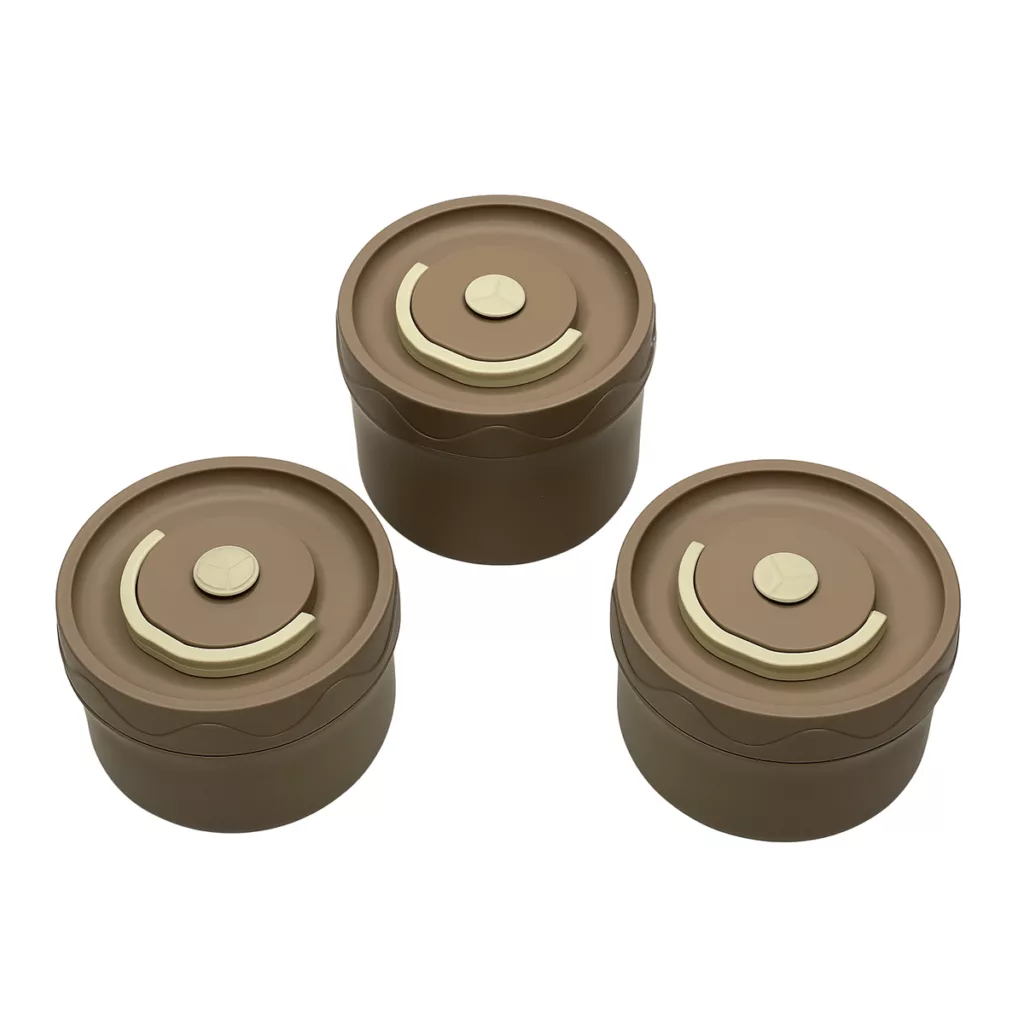 ظرف نگهدارنده غذا دلیشز فود مدل استیل کیف دار مجموعه سه عددی