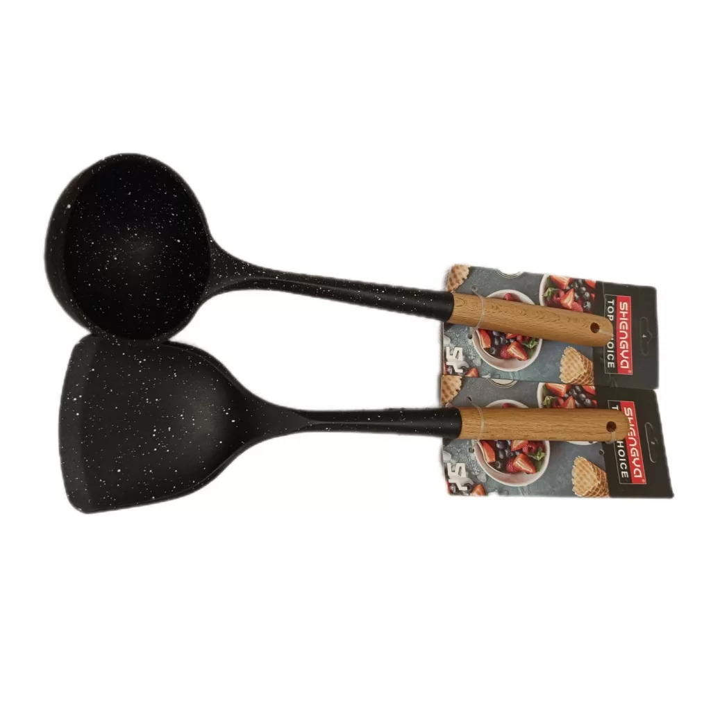 سرویس کفگیر و ملاقه 2 پارچه شنگیا مدل دسته بامبو کد P3844 & P3845