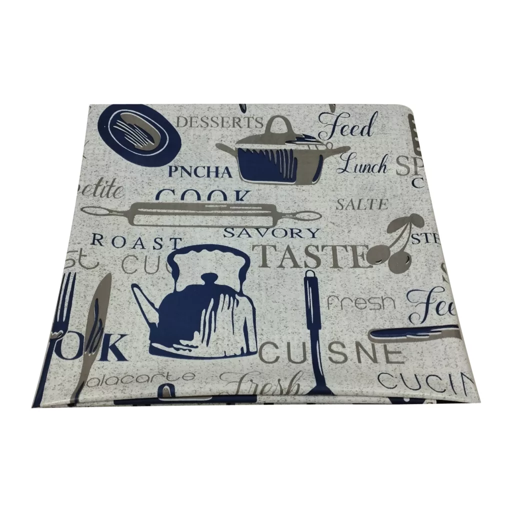 سفره 4 نفره مدل پی وی سی طرح کارد و چنگال سایز 100×100 سانتی متر