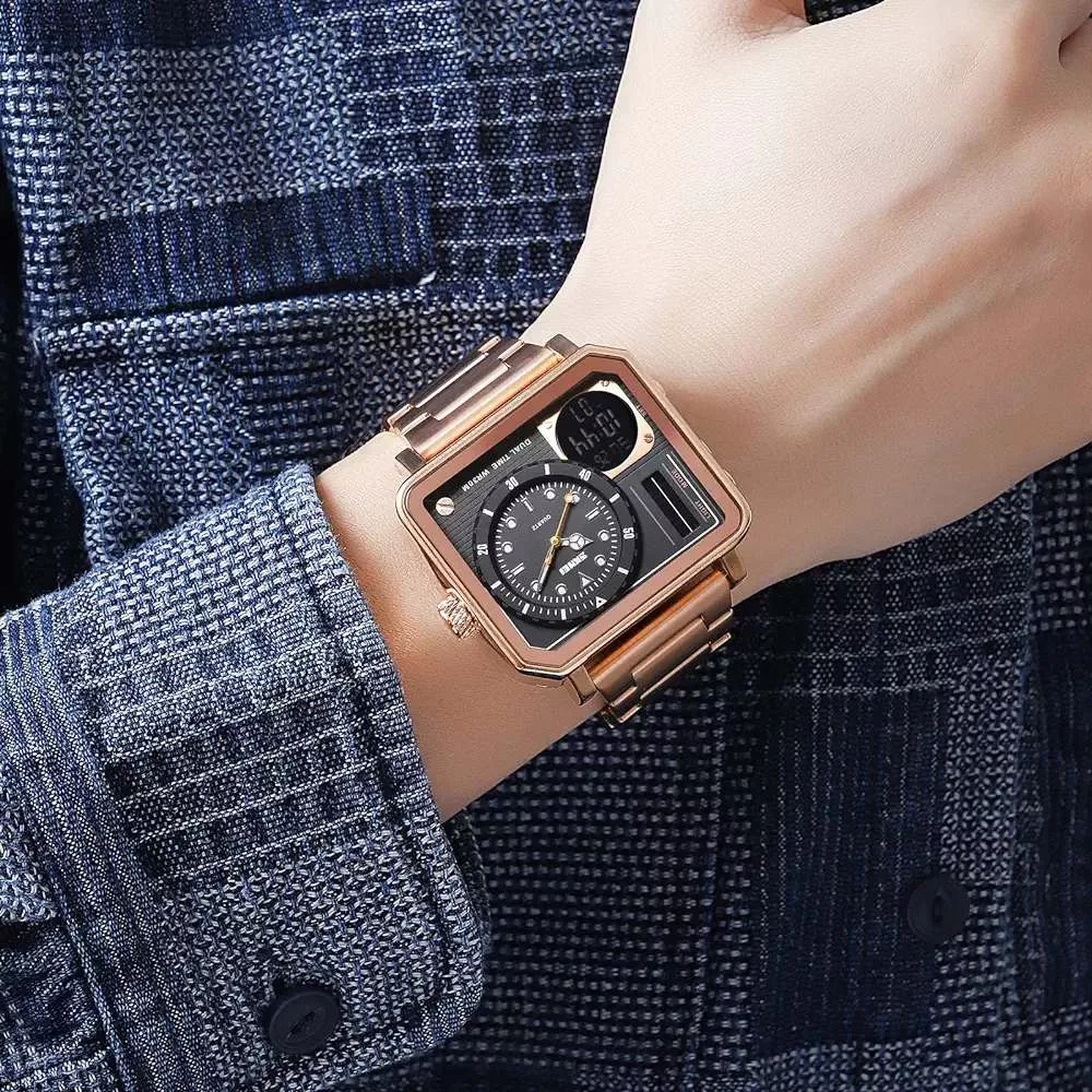 ساعت مچی عقربه‌ای مردانه اسکمی مدل دو زمانه کد 2025RG