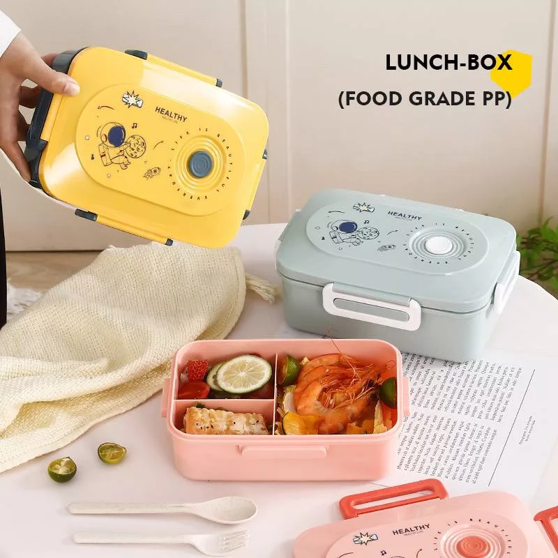 ظرف غذا طرح فضانورد مدل Healthy به همراه قاشق و چنگال