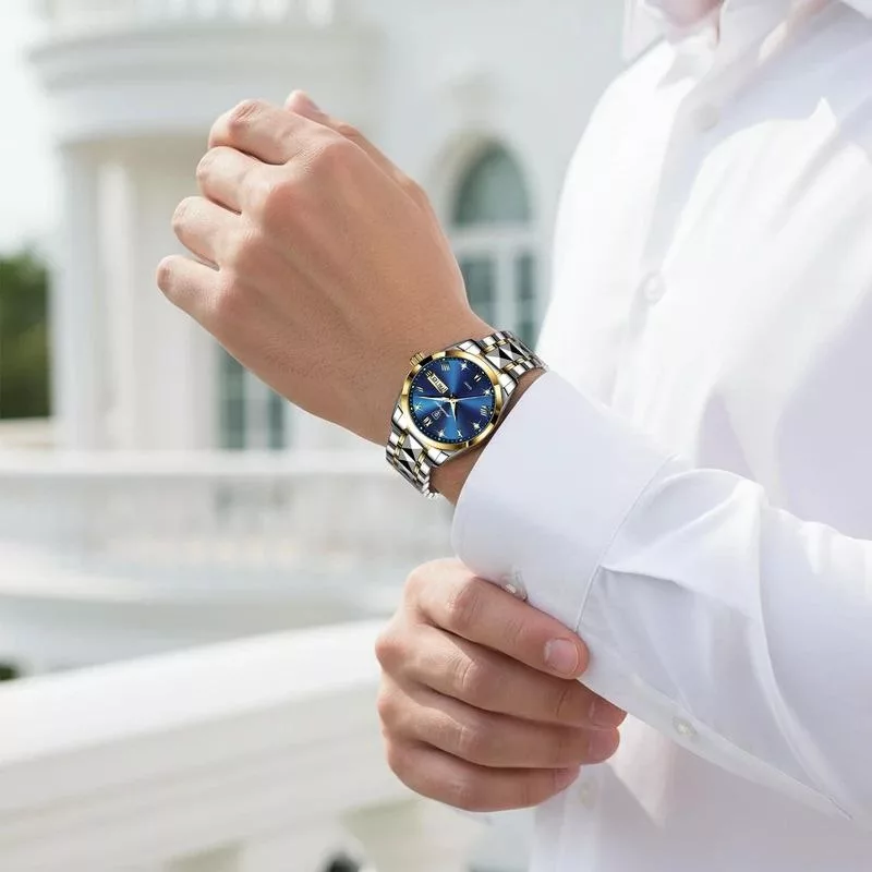 ساعت مچی عقربه‌ای کوارتز مردانه پوداگار مدل الماسی تک موتور دو تقویمه کد 12