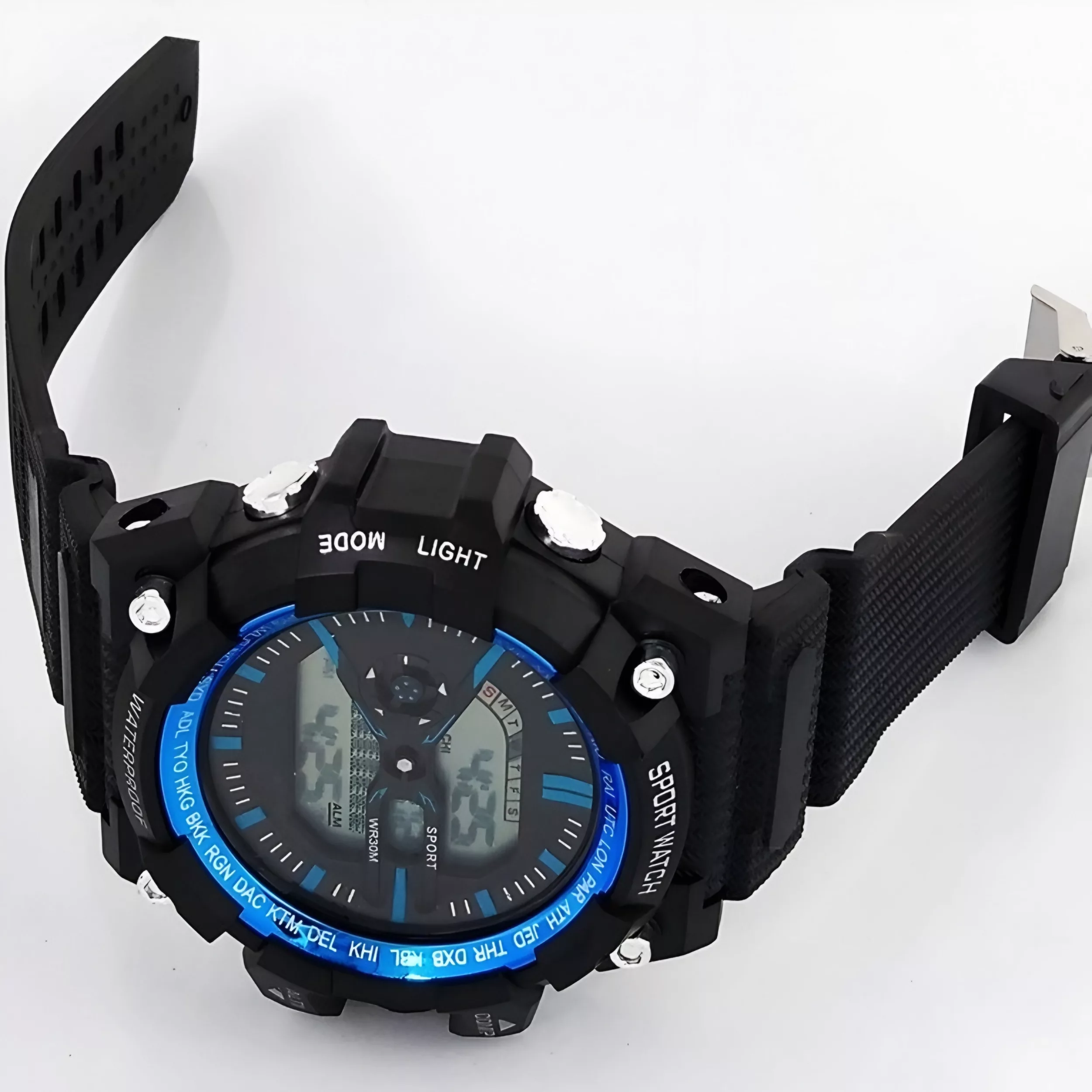 ساعت مچی دیجیتال مدل اسپرت تک زمانه کرنوگراف بند پیو کد S2