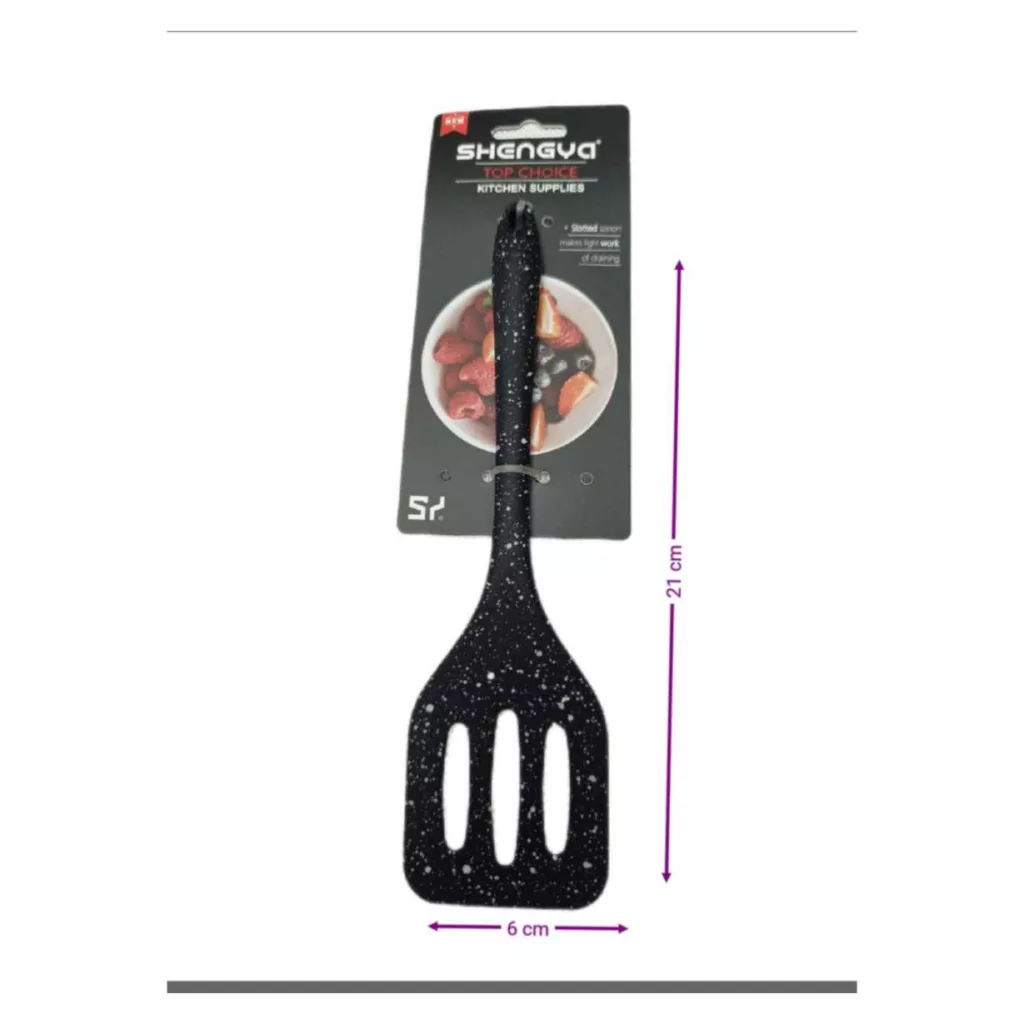 سرویس کفگیر و ملاقه 6 پارچه شنگیا مدل سیلیکونی کهکشانی شیار دار طرح مینیاتوری