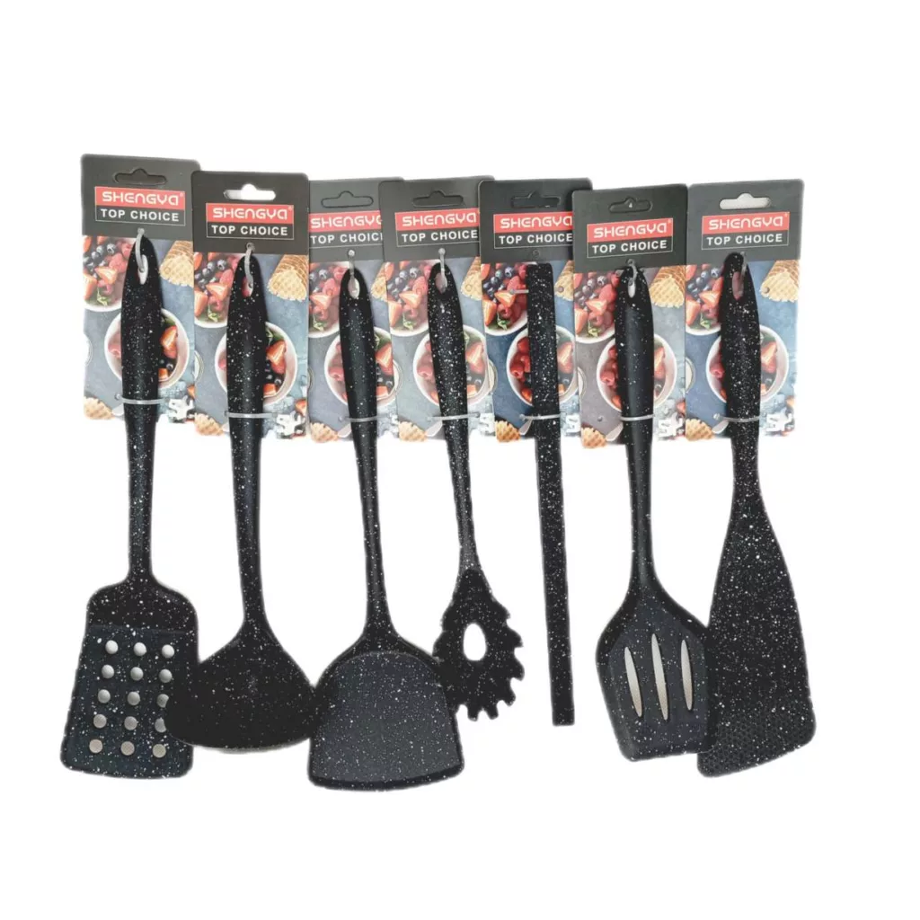 سرویس کفگیر و ملاقه 7 پارچه شنگیا مدل سیلیکونی کد 0007