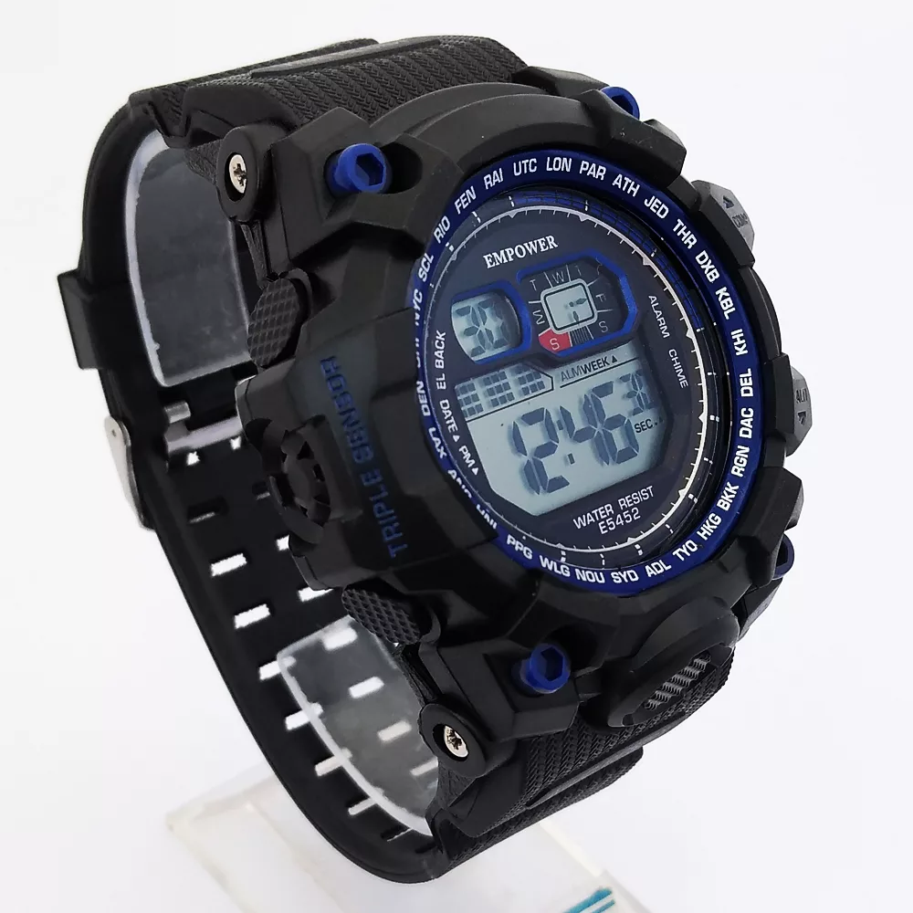 ساعت مچی دیجیتال مردانه امپاور مدل اسپرت ضدآب استخری چراغدار ورزشی کد 1298