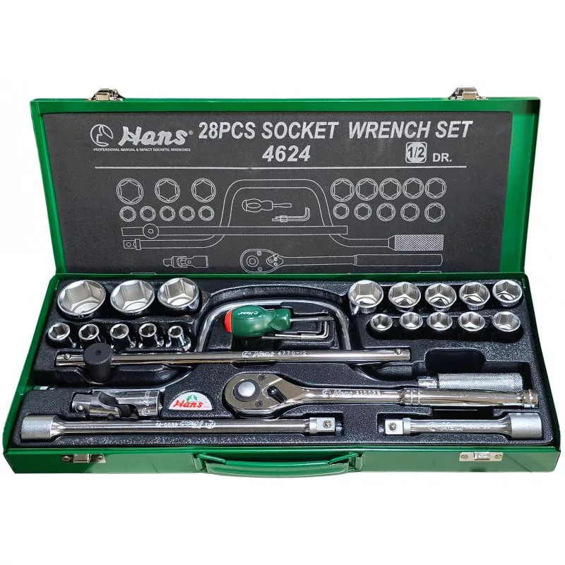 آچار بکس هنس مدل 4624-6MT مجموعه 28 عددی