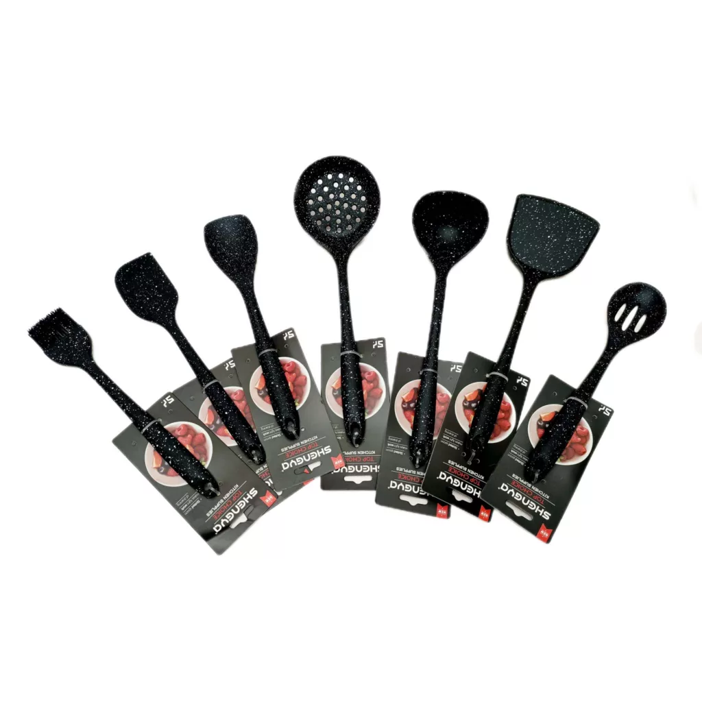 سرویس کفگیر و ملاقه 7 پارچه شنگیا مدل سیلیکونی کد NEW 1356