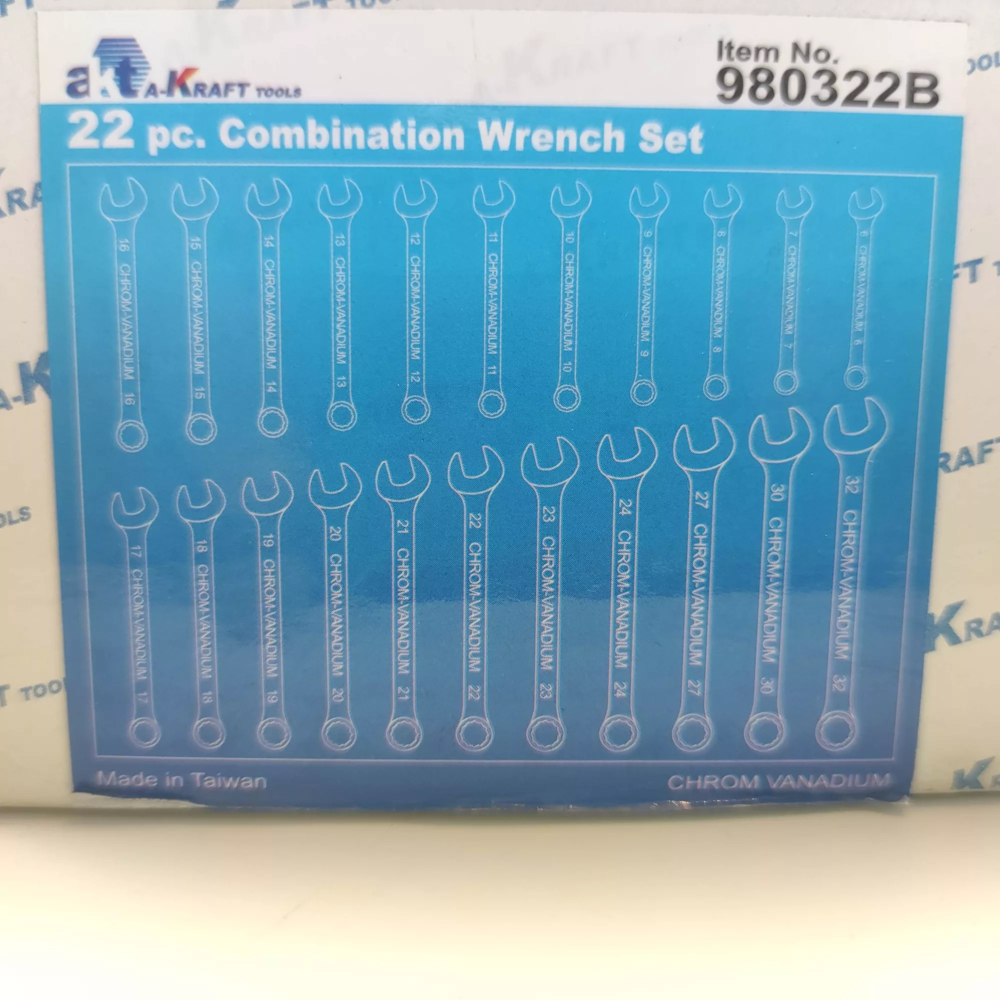 آچار یکسر تخت و یکسر رینگی آ-کرافت مدل 980322B مجموعه 22 عددی