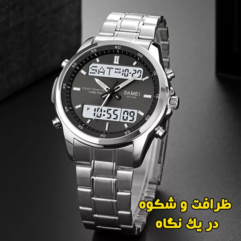 ساعت مچی عقربه‌ای مردانه کوارتز اسکمی مدل 2049SIBK به همراه دستبند