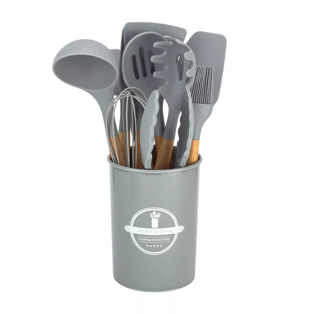 سرویس کفگیر و ملاقه 10 پارچه مدل سیلیکونی رنگی کد 1001