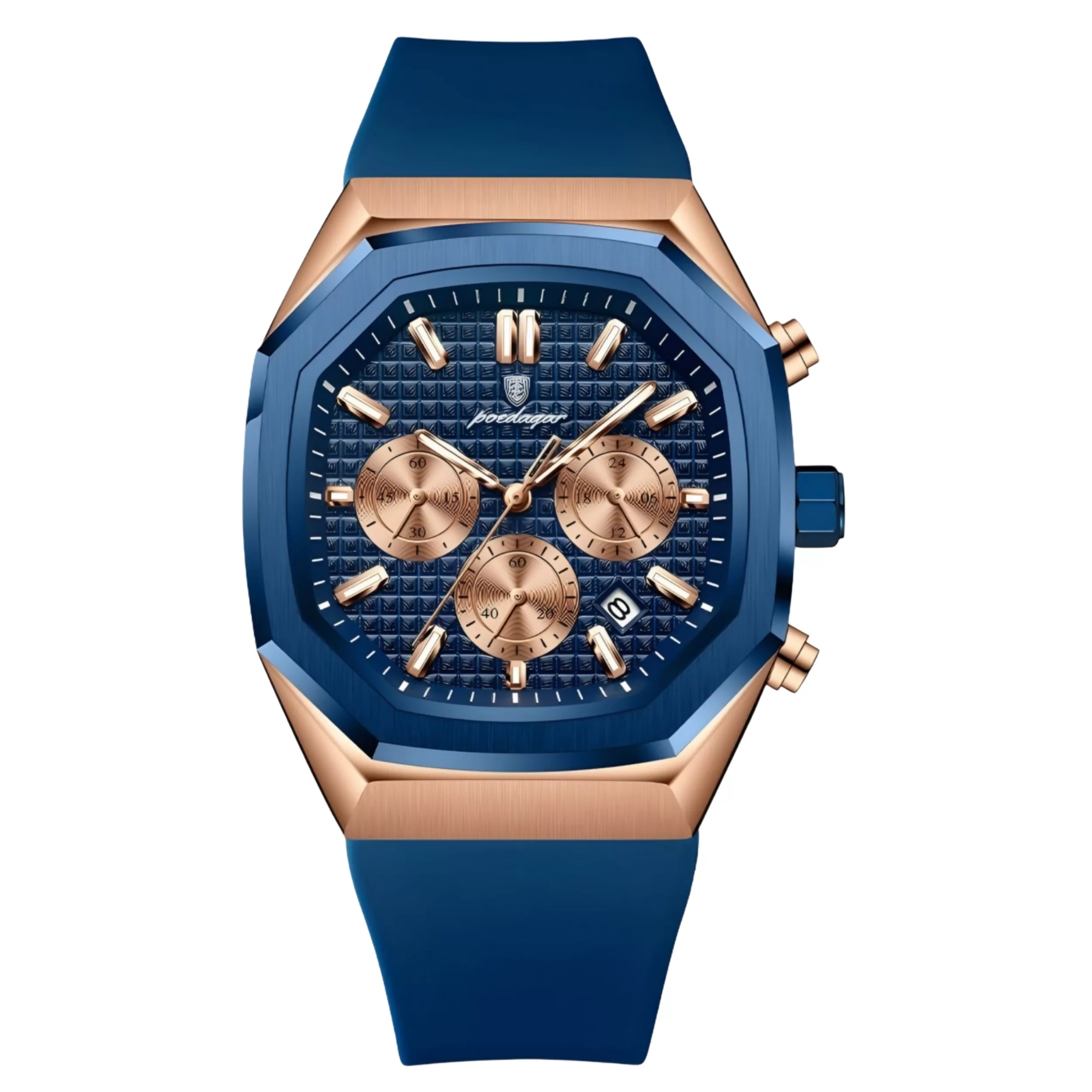 ساعت مچی عقربه‌ای کوارتز مردانه پوداگار مدل اسپرت سه موتور فعال کرنوگراف بند پیو کد P.S2