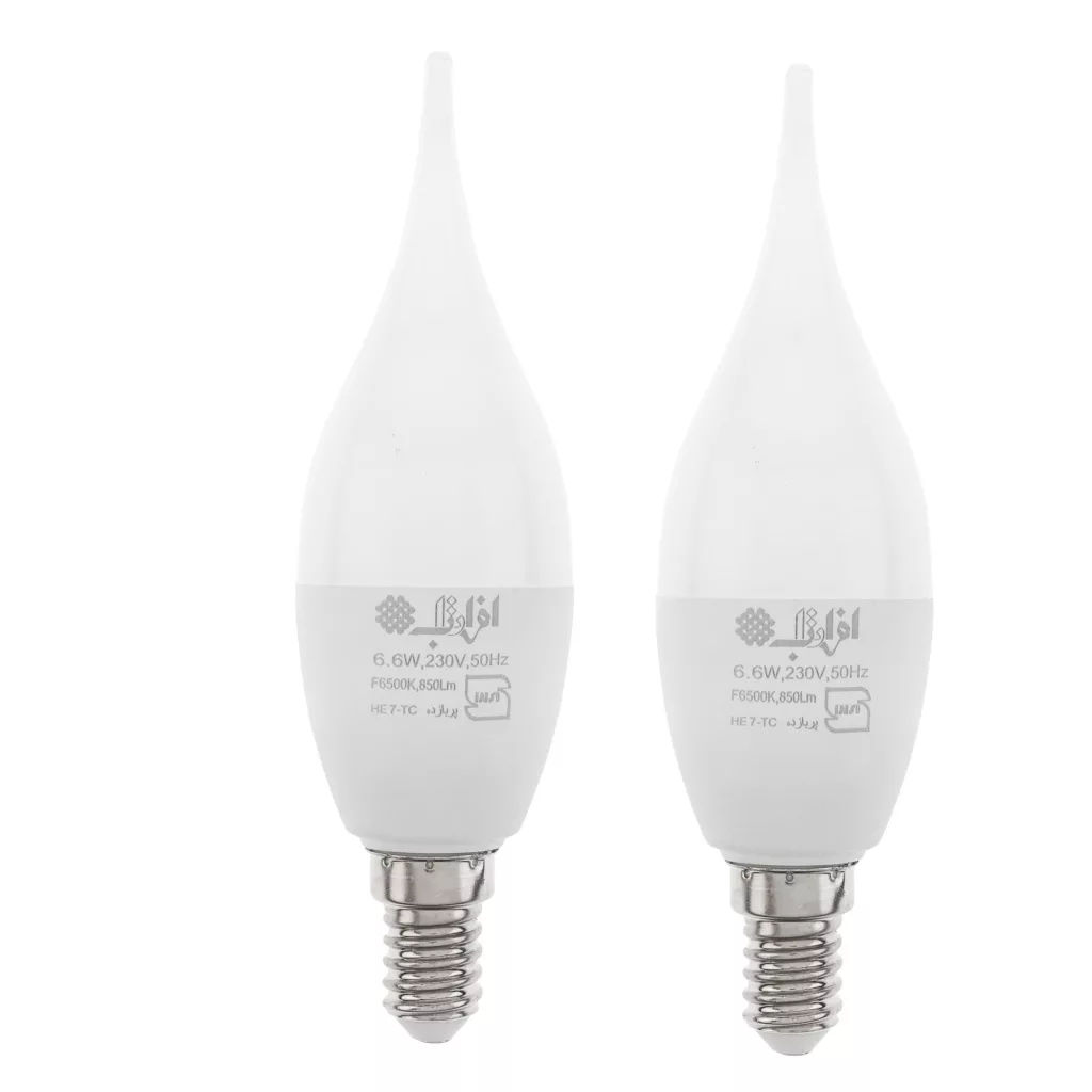 لامپ ال ای دی 6.6 وات افراتاب مدل AF-TC-7HE پایه E14 بسته دو عددی