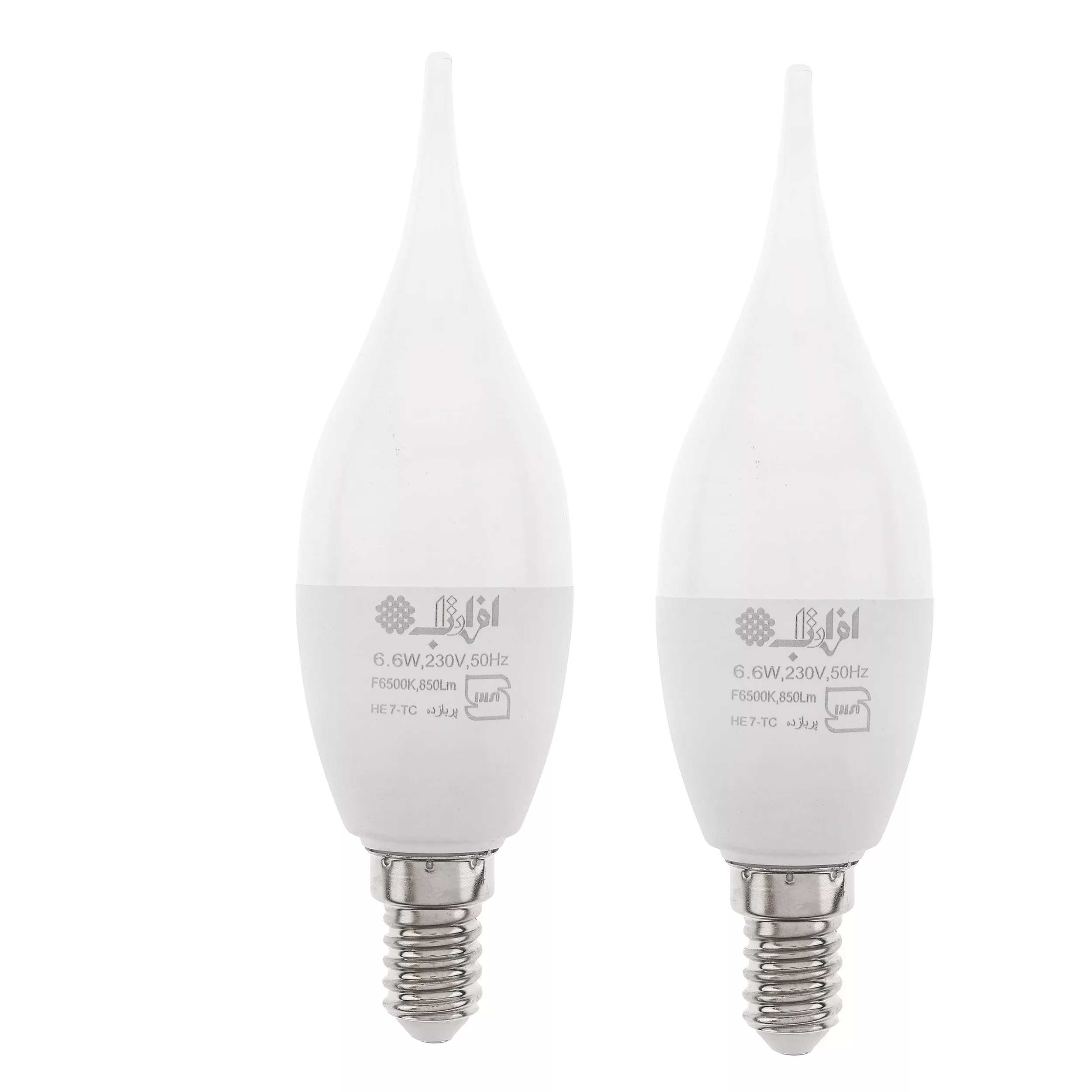لامپ ال ای دی 6.6 وات افراتاب مدل AF-TC-7HE پایه E14 بسته دو عددی