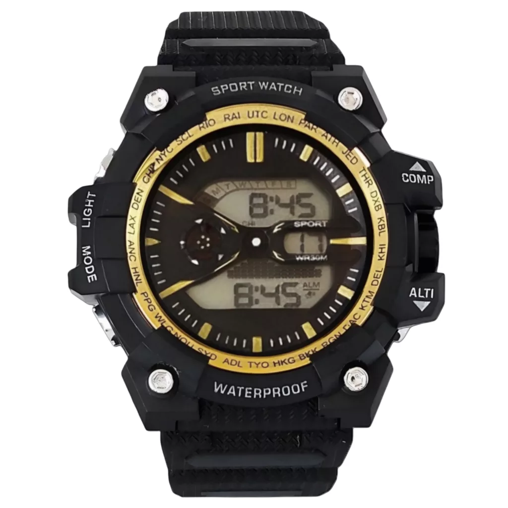 ساعت مچی دیجیتال مدل تک زمانه کرنوگراف بند پیو کد S1