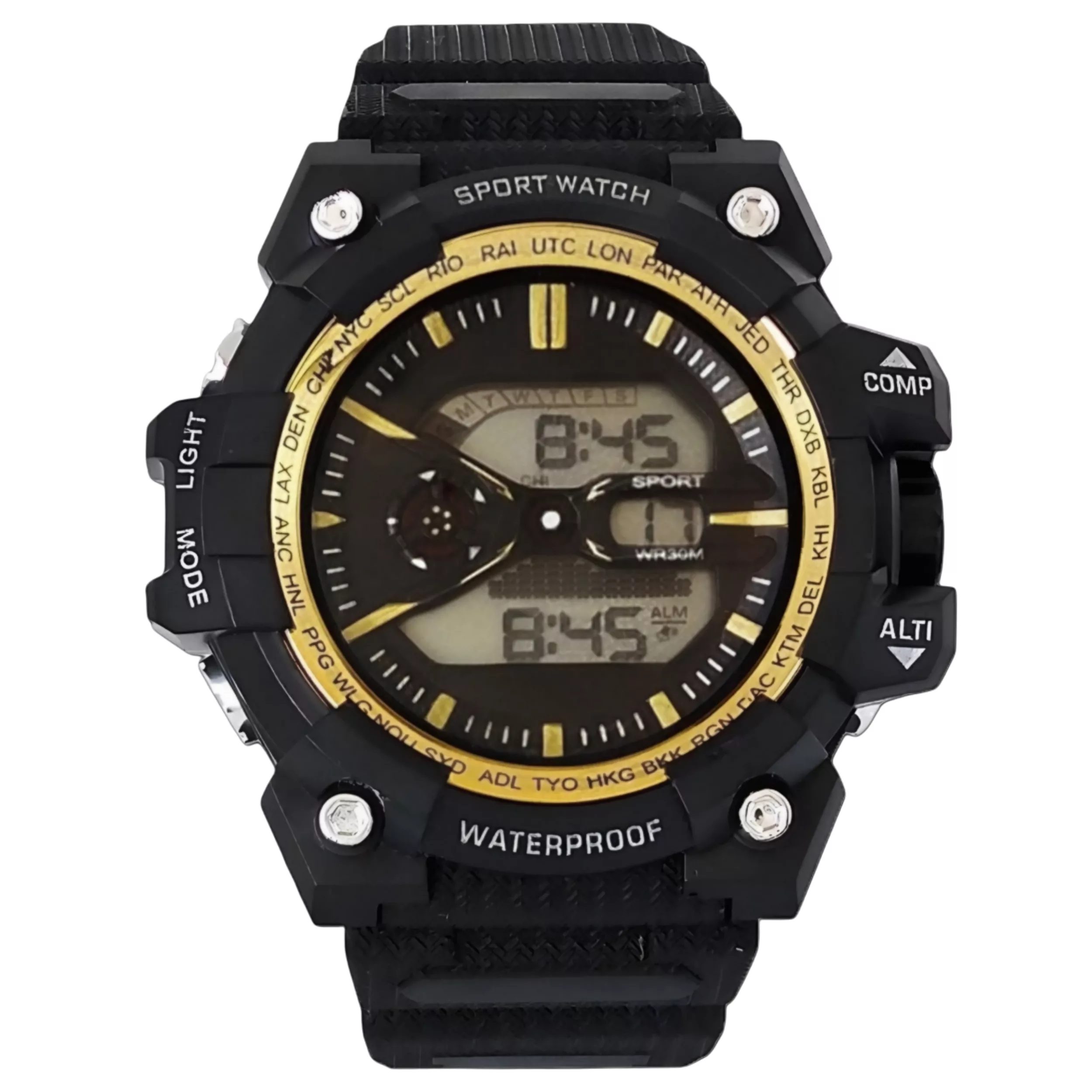 ساعت مچی دیجیتال مدل تک زمانه کرنوگراف بند پیو کد S1