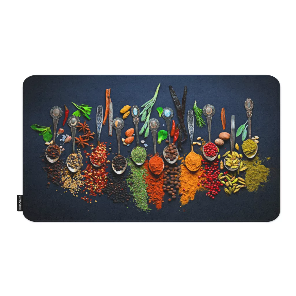 پادری ریحانلوکس مدل مستطیل طرح ادویه جات کد PADARI-A19 سایز 70×50 سانتی‌متر مناسب برای فضای بیرونی