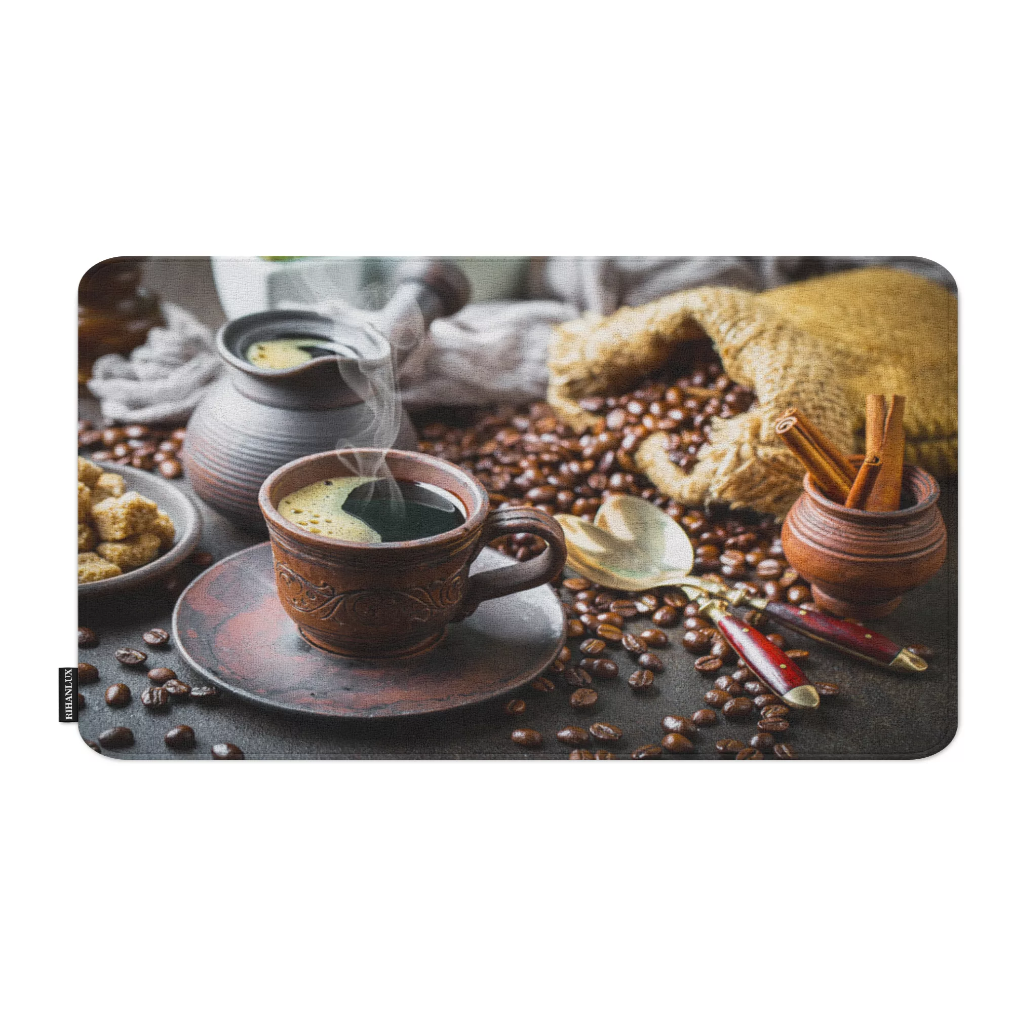 پادری ریحانلوکس مدل مستطیل طرح قهوه کد PADARI-A16 سایز 70x50 سانتی‌متر مناسب برای فضای داخلی