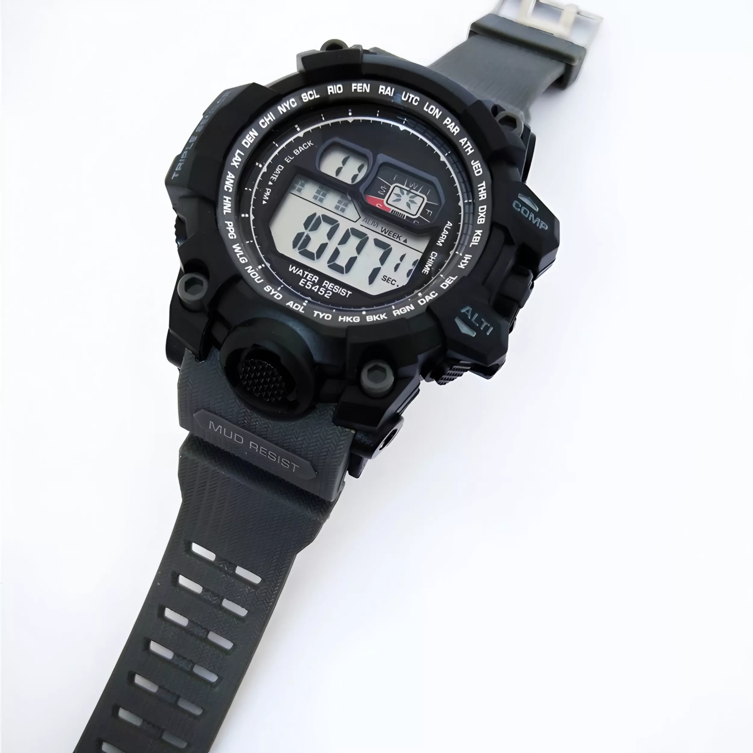 ساعت مچی دیجیتال مدل تک زمانه کرنوگراف بند پیو کد EM3