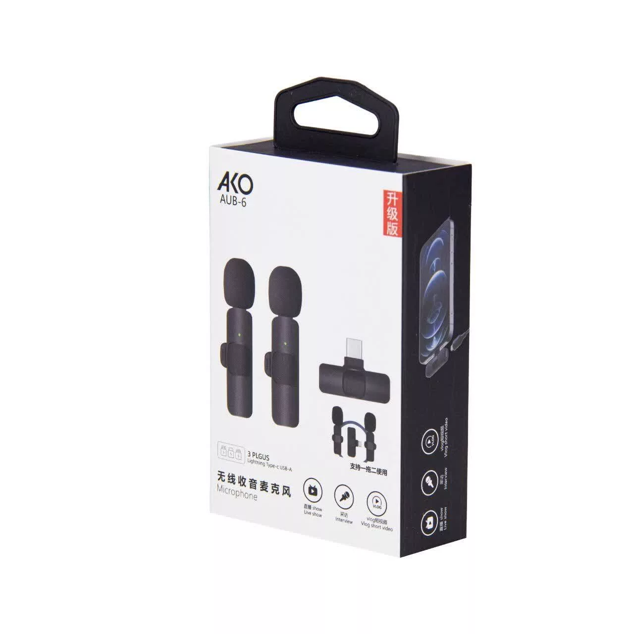 میکروفن یقه ای بی سیم آکو مدل AUB-6 با درگاه تایپ سی