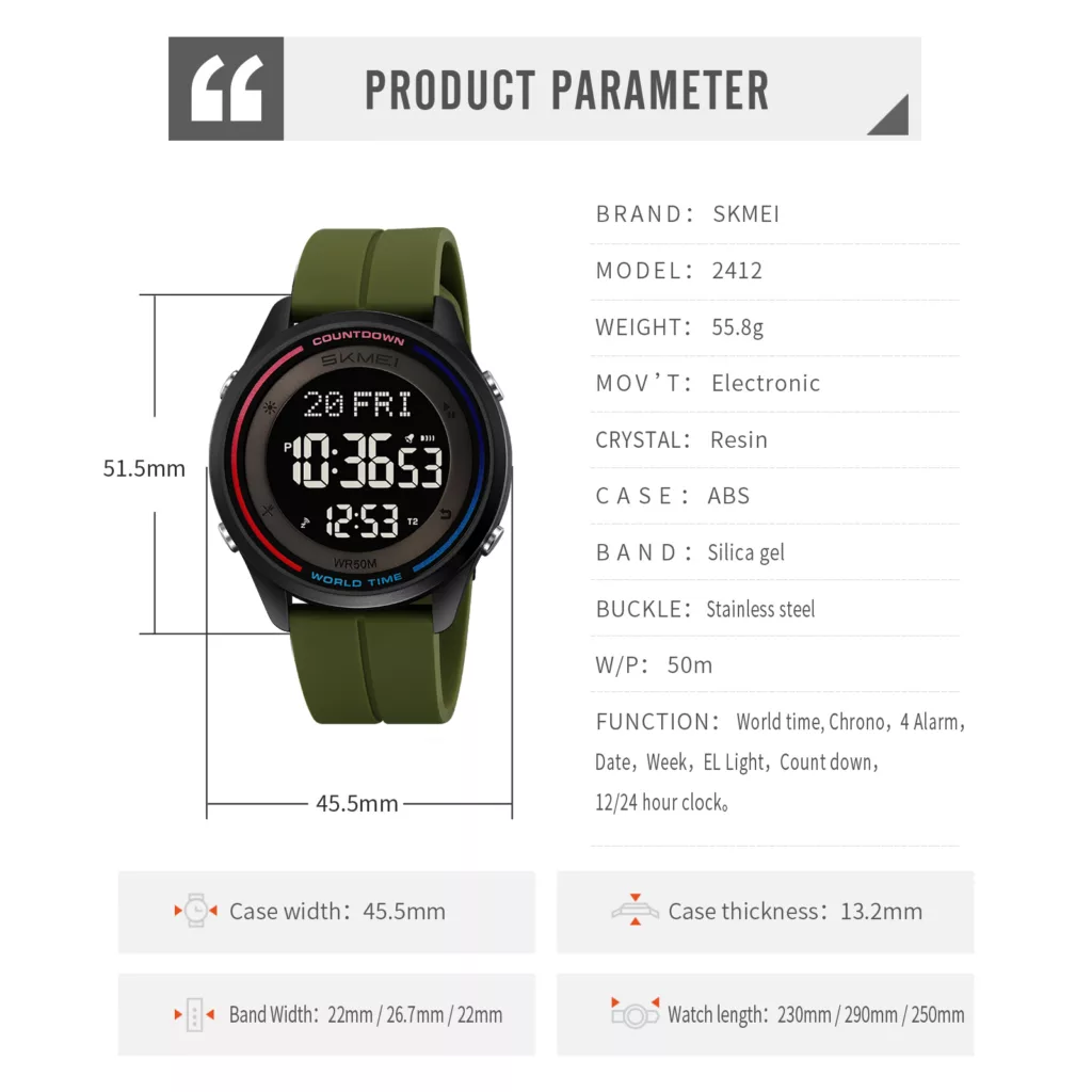 ساعت مچی دیجیتال مردانه اسکمی مدل 2412 AG