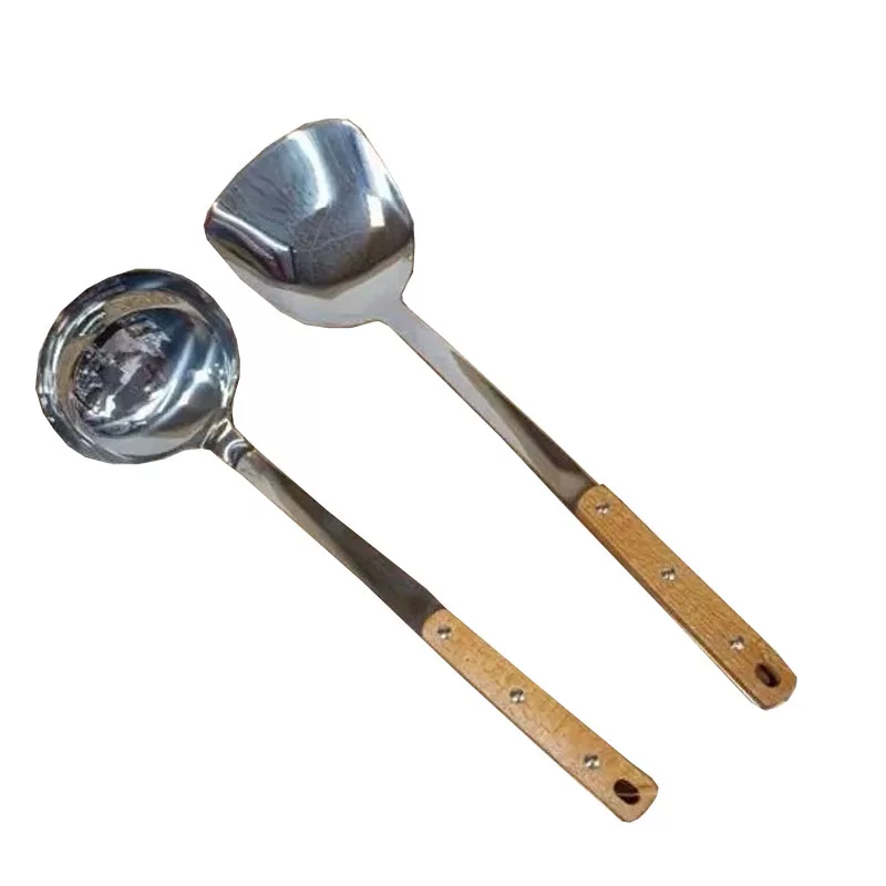 سرویس کفگیر و ملاقه 2 پارچه مدل دسته چوبی