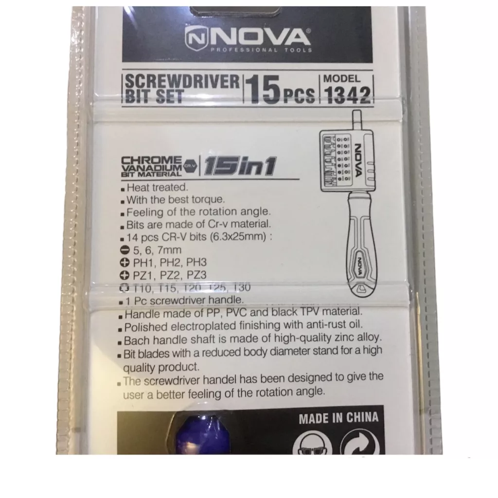 سری پیچ گوشتی نووا مدل 1342 کد aw مجموعه 15 عددی