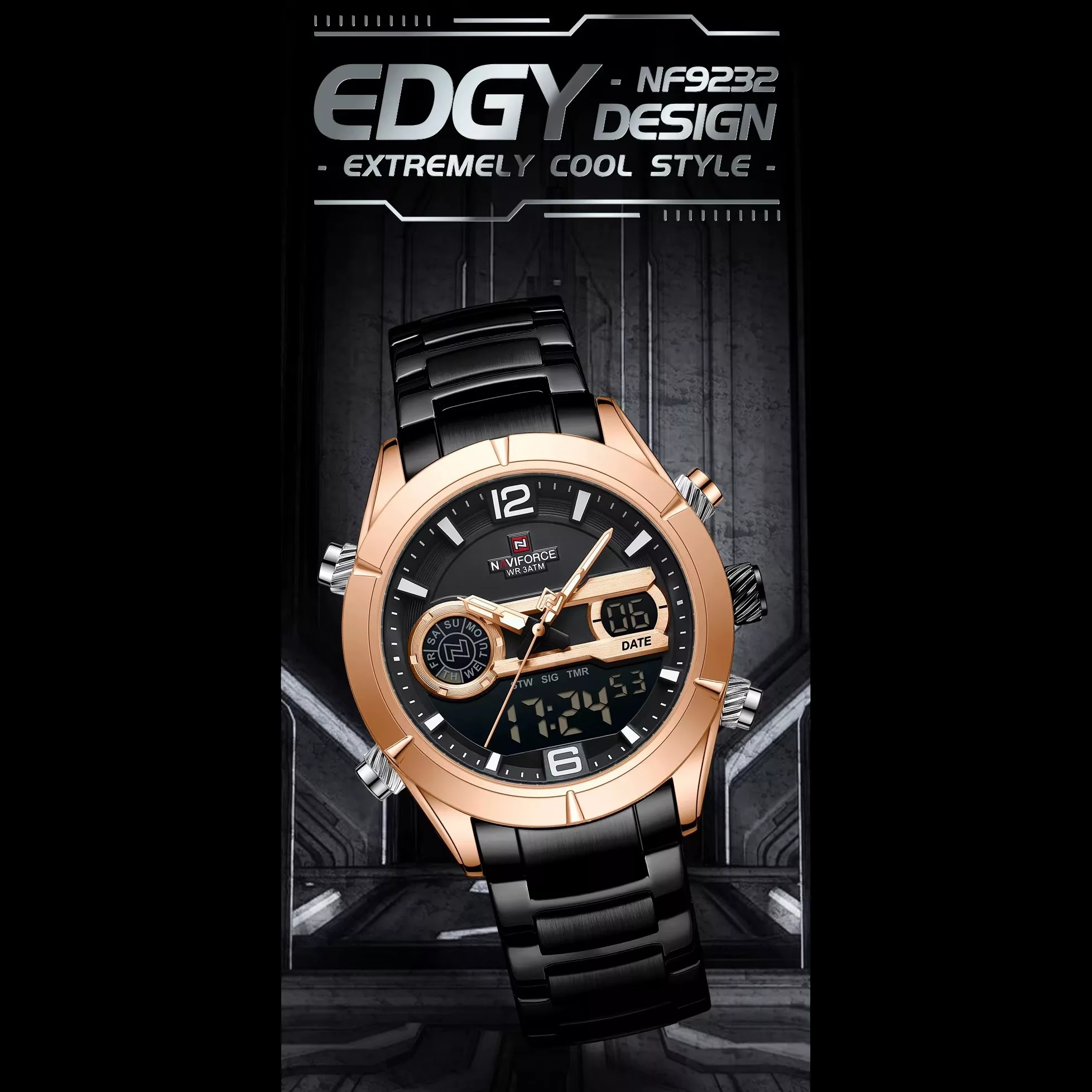 ساعت مچی عقربه‌ای کوارتز مردانه نیوی فورس مدل 9232RGBB