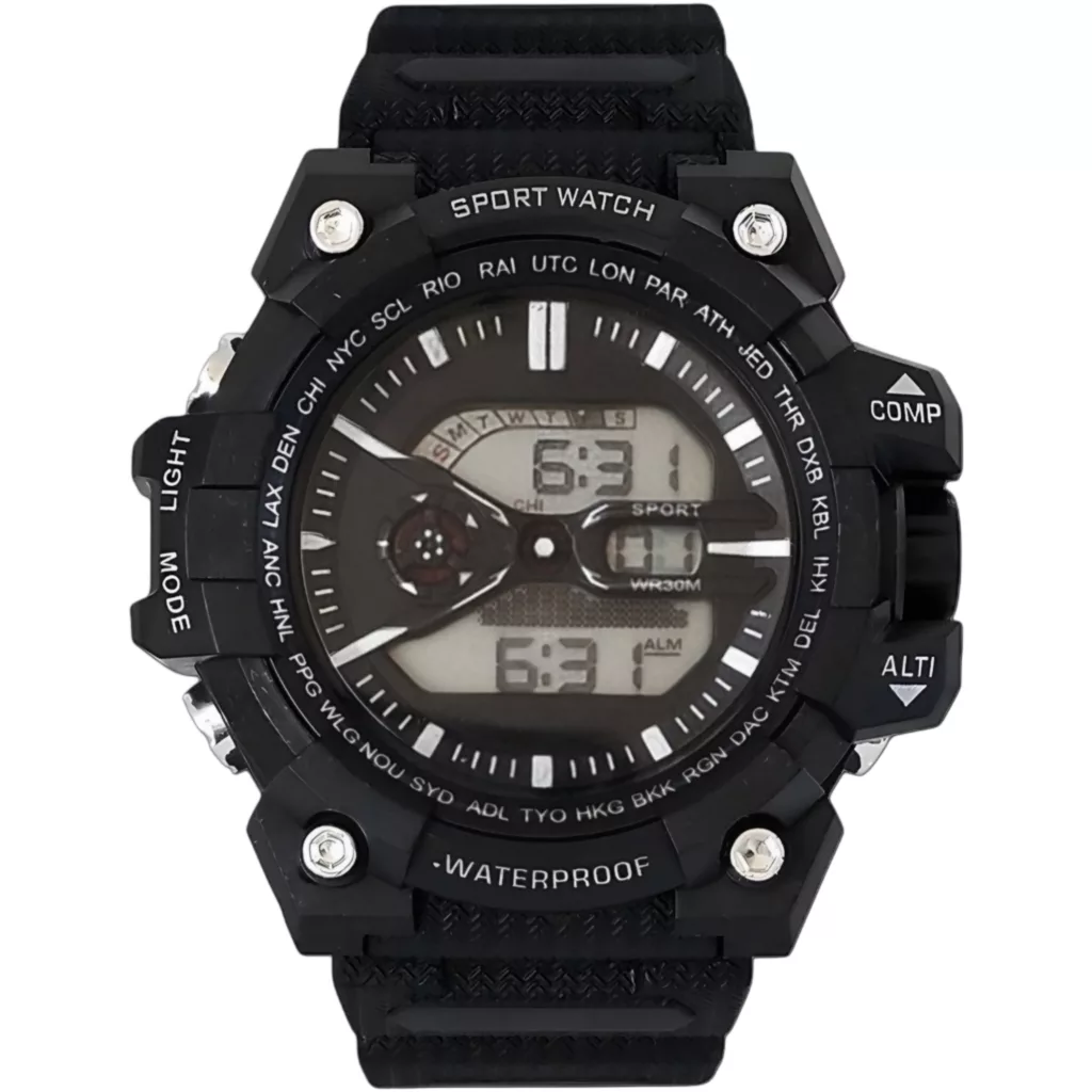 ساعت مچی دیجیتال مدل اسپرت تک زمانه کرنوگراف بند پیو کد 10
