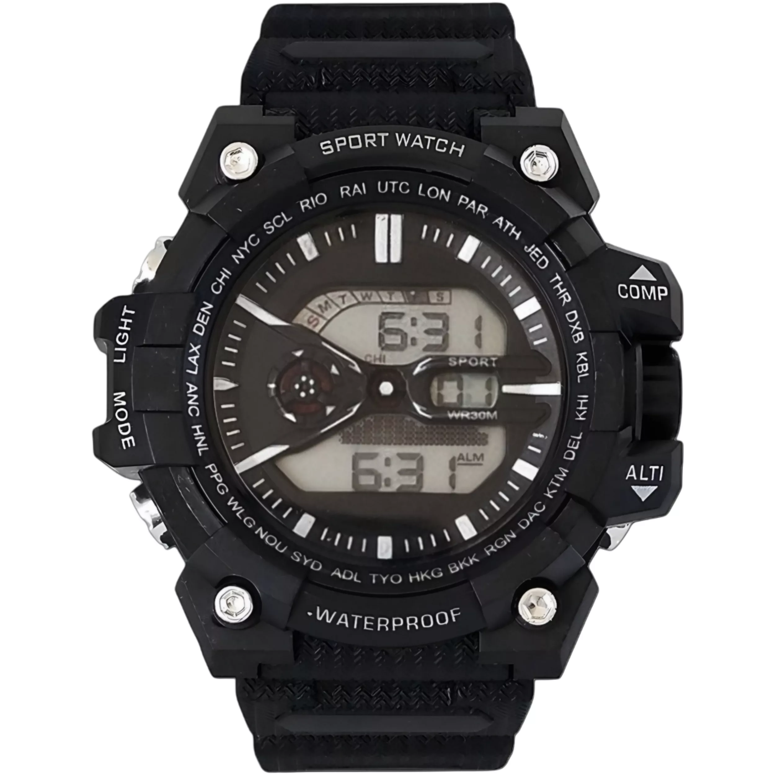 ساعت مچی دیجیتال مدل اسپرت تک زمانه کرنوگراف بند پیو کد 10