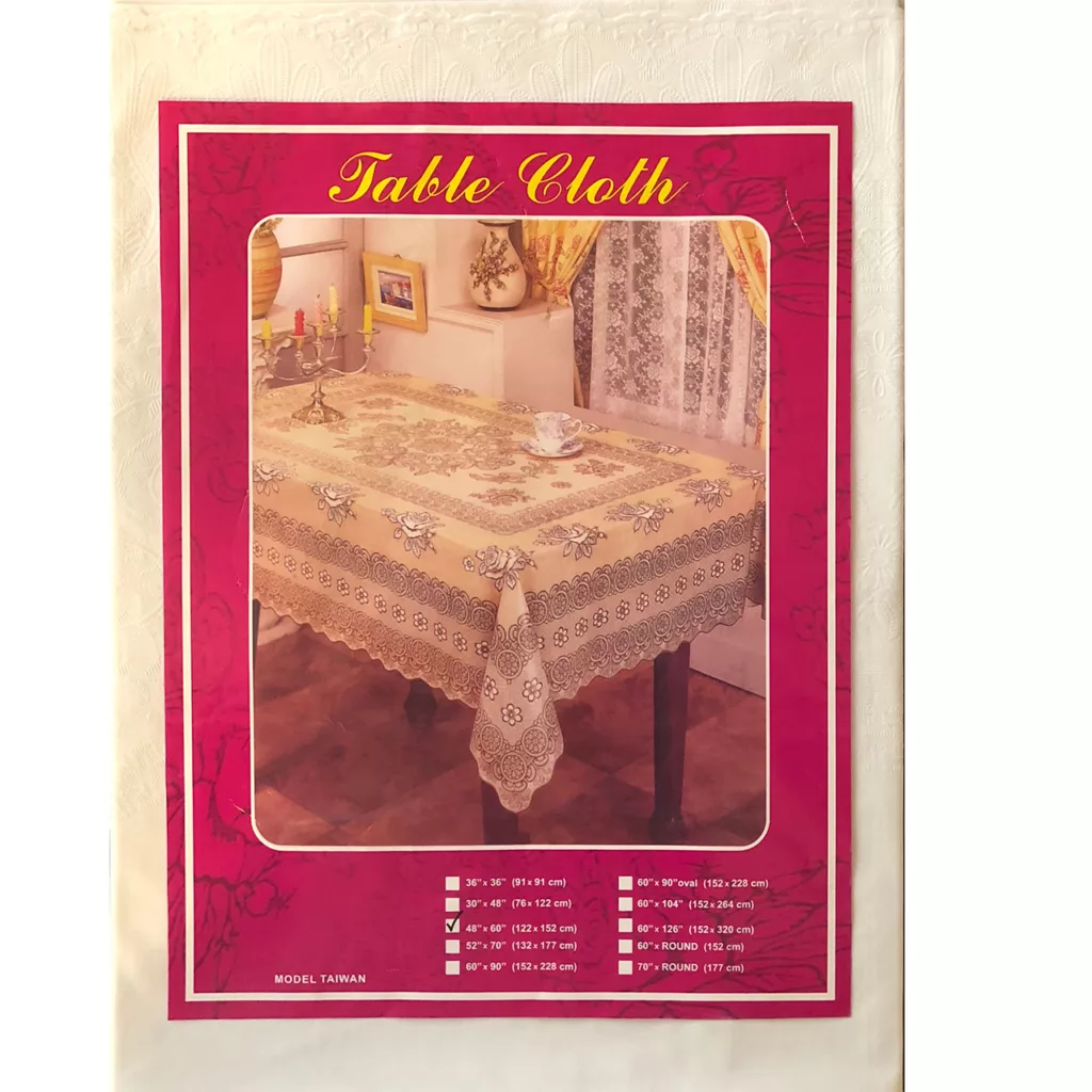 سفره و رومیزی مدل 0024 سایز 122×152 سانتی متر سفید با طرح های زیبا
