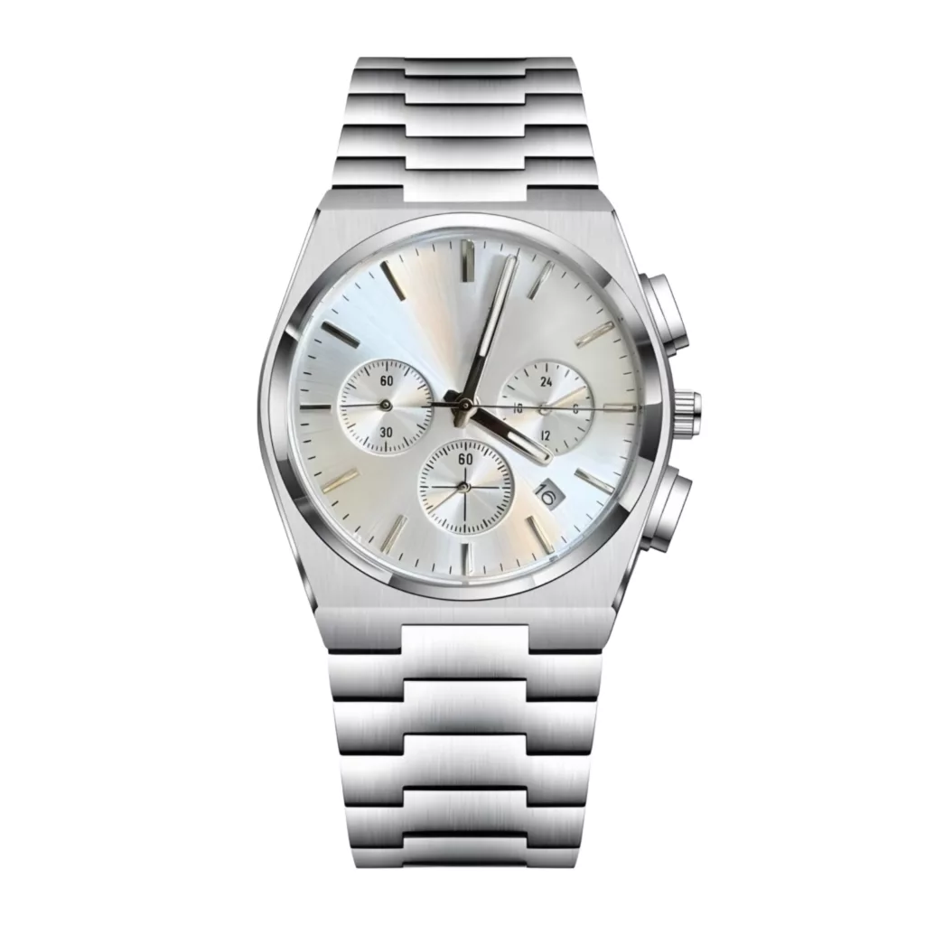 ساعت مچی عقربه‌ای کوارتز مردانه مدل سه موتور فعال کرنوگراف بند استیل قفل مخفی کد ۳