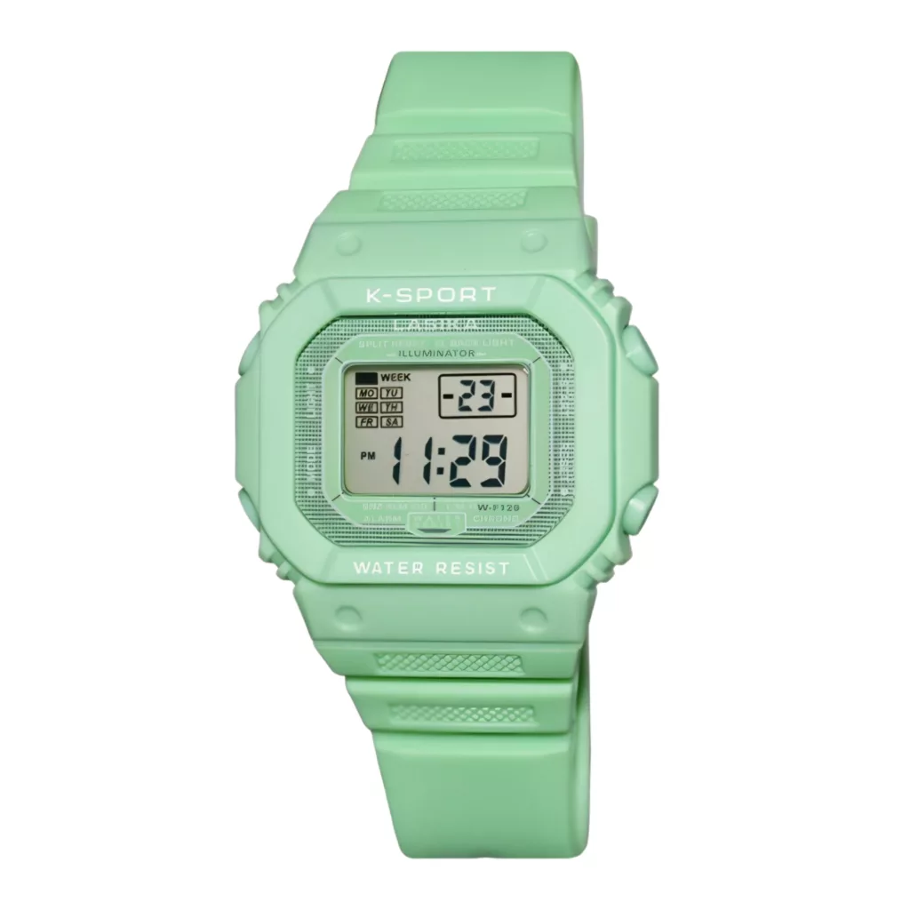 ساعت مچی دیجیتال لاسیکا مدل کوارتز تک زمانه بند پیو کرنومتر دار کد ۵