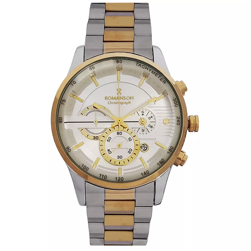 ساعت مچی عقربه‌ای مردانه رومانسون مدل بندفلزی سه موتور کرنوگراف ضدآب کد 540