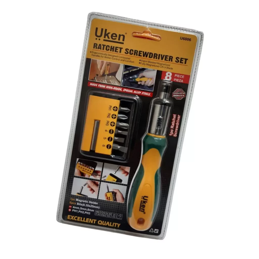 پیچ گوشتی جغجغه ای  یوکن مدل U6006 مجموعه 8 عددی