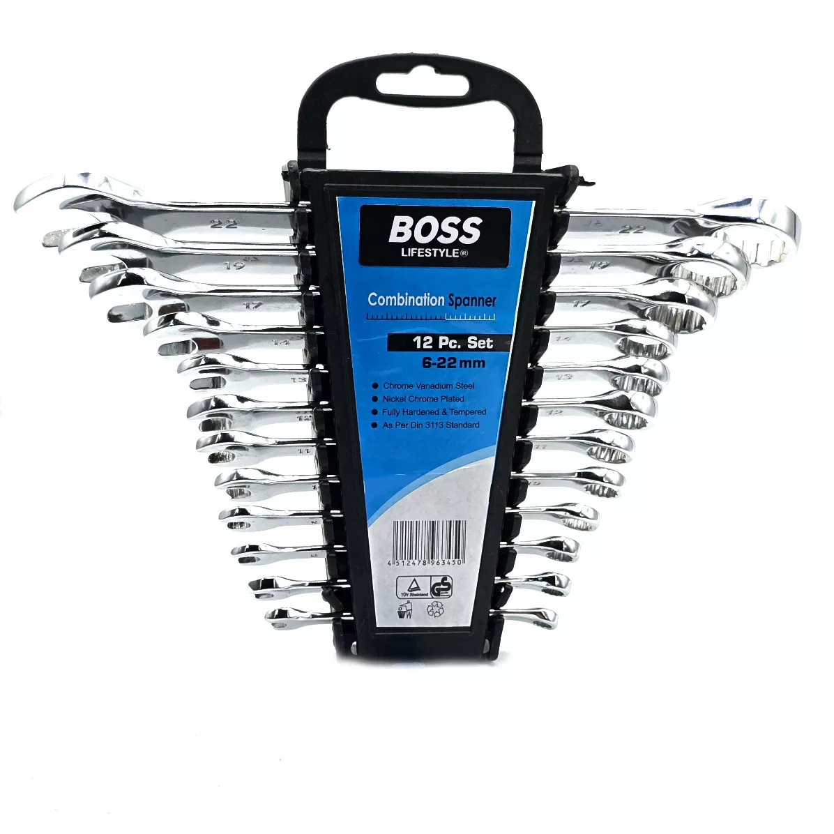 آچار یکسر تخت و یکسر رینگی باس مدل 6-22MM مجموعه 12 عددی